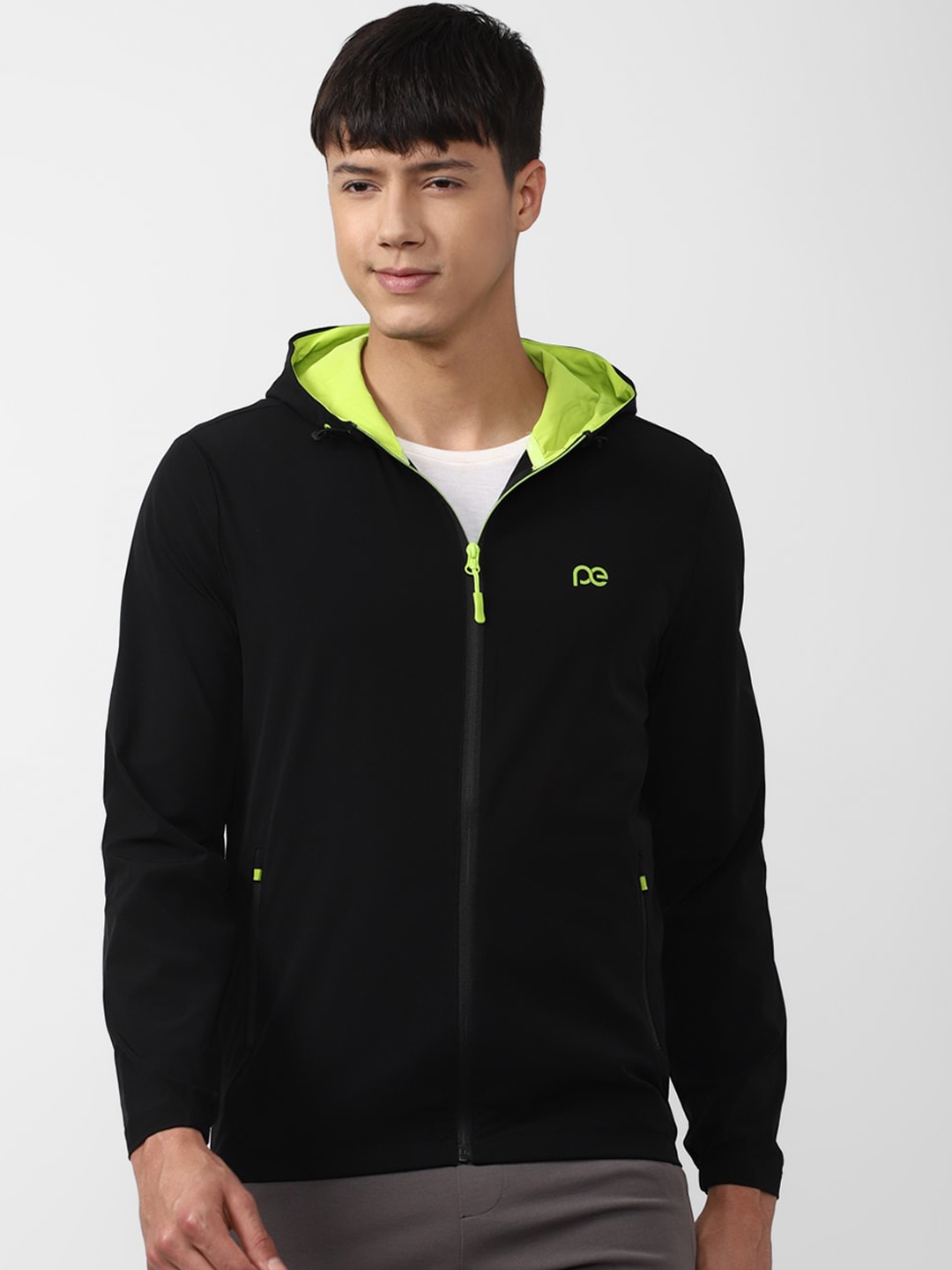

Peter England Casuals Men Hooded Sporty Jacket, Black