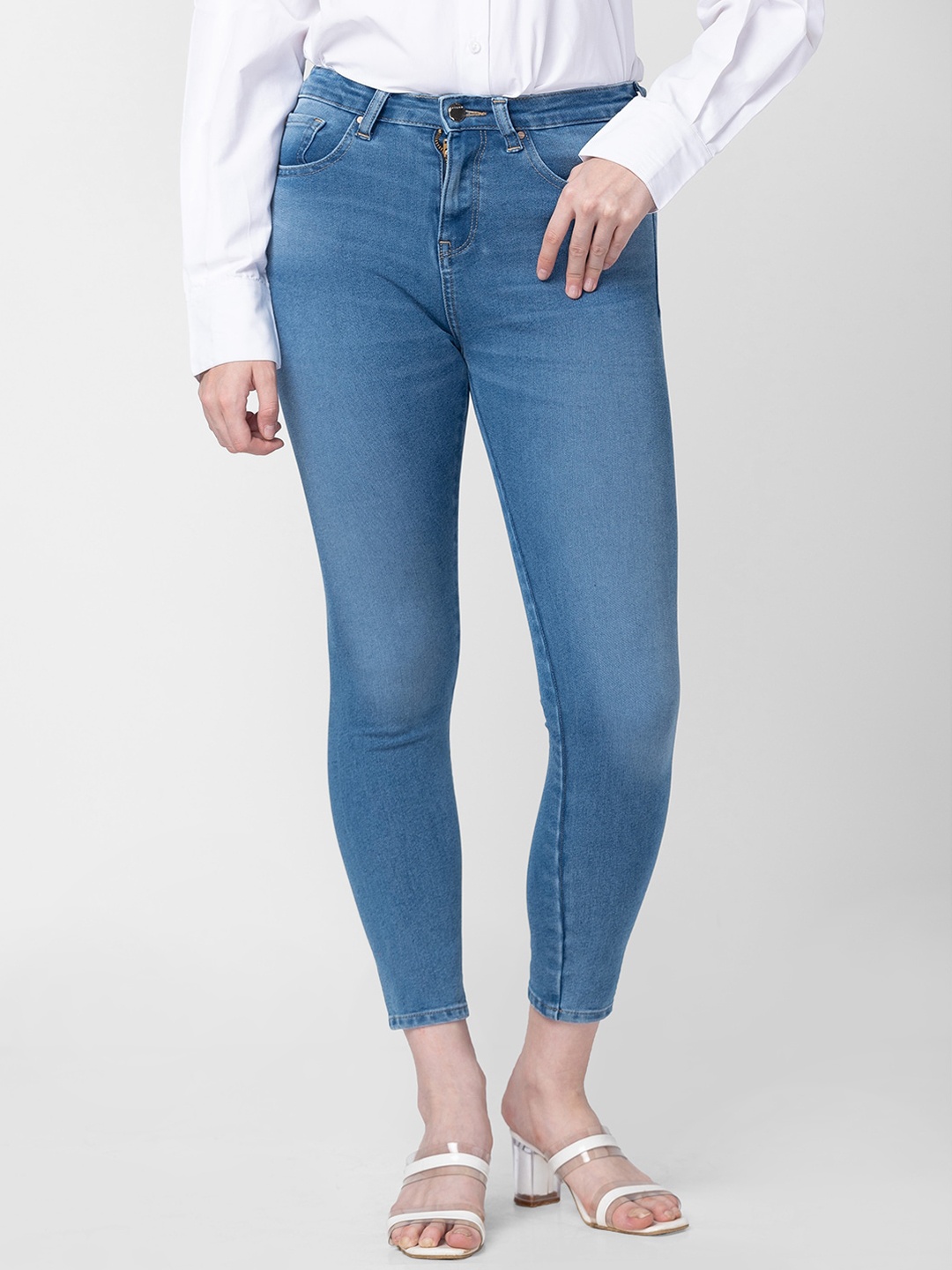 

SPYKAR Women Super Skinny Fit High-Rise Cotton Jeans, Blue