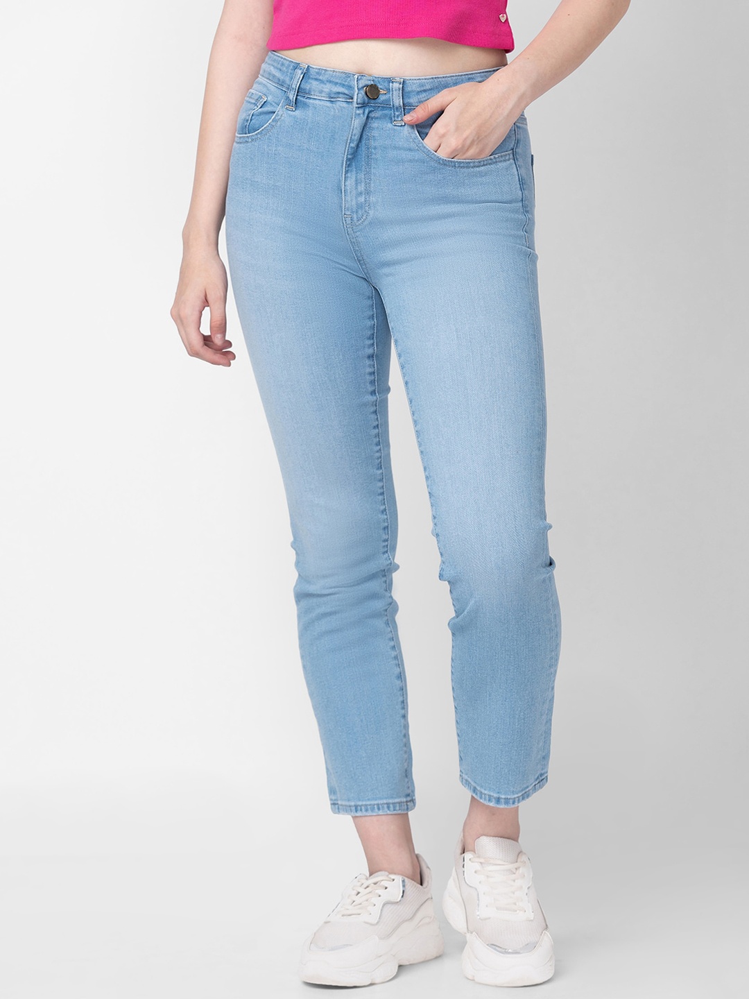 

SPYKAR Women Blue Straight Fit Light Fade Jeans