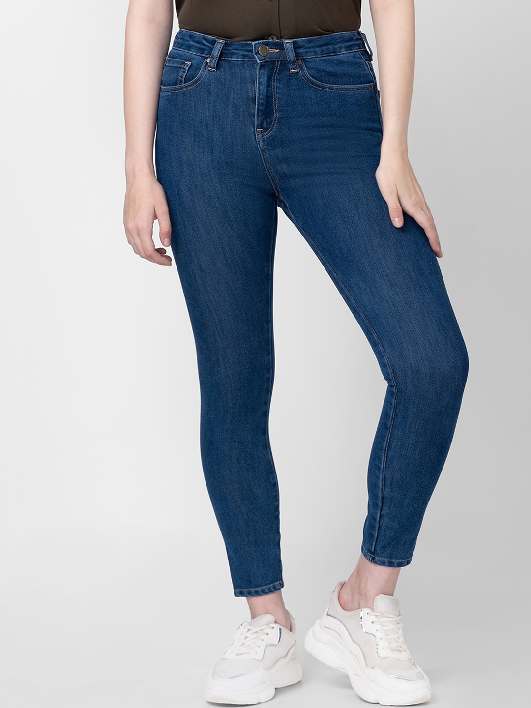 

SPYKAR Women Super Skinny Fit High-Rise Light Fade Cotton Jeans, Blue