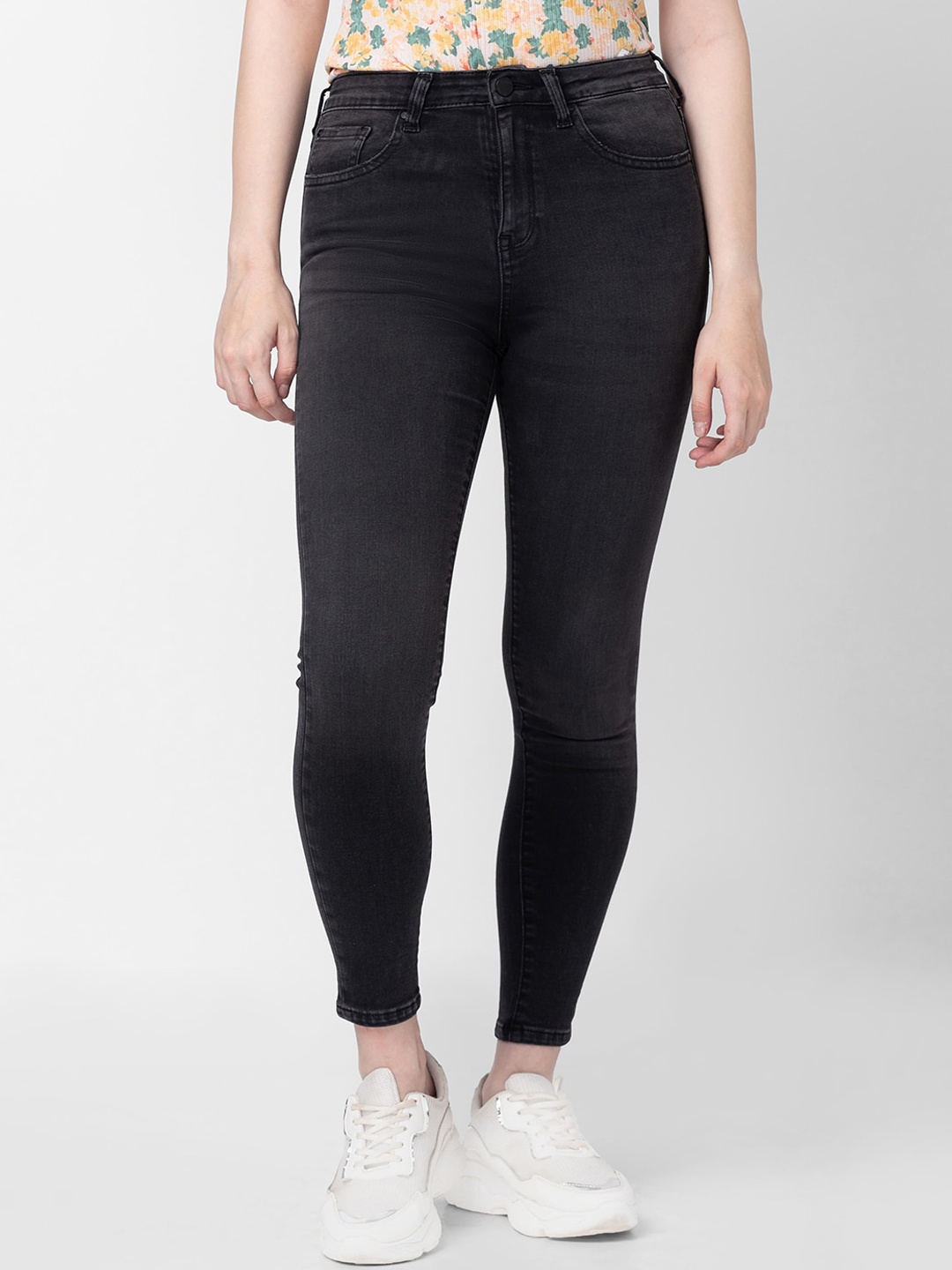 

SPYKAR Women Black Super Skinny Fit High-Rise Cotton Jeans