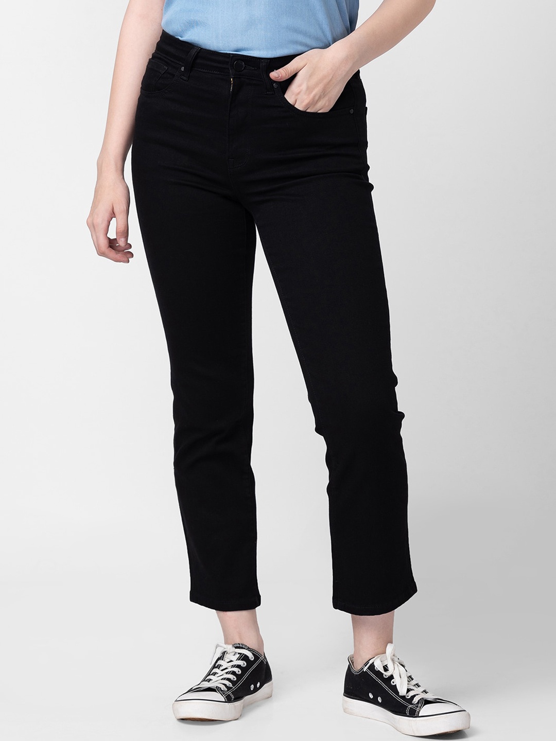 

SPYKAR Women Straight Fit Cotton Jeans, Black