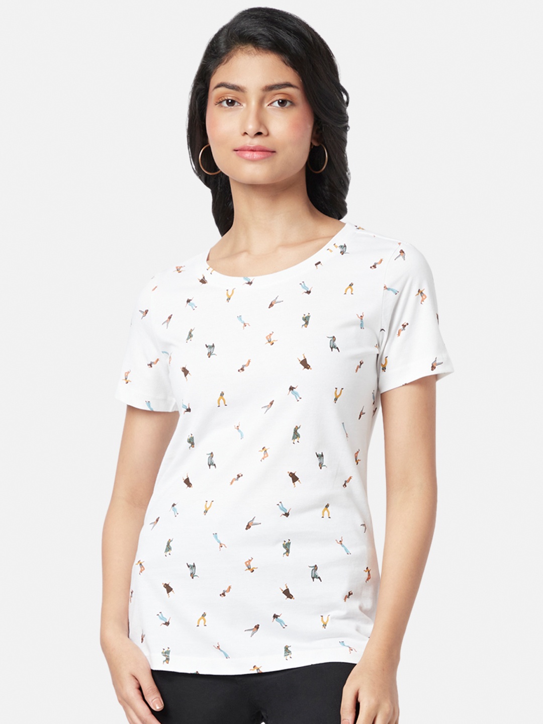 

Honey by Pantaloons Women Floral Printed T-shirt, White