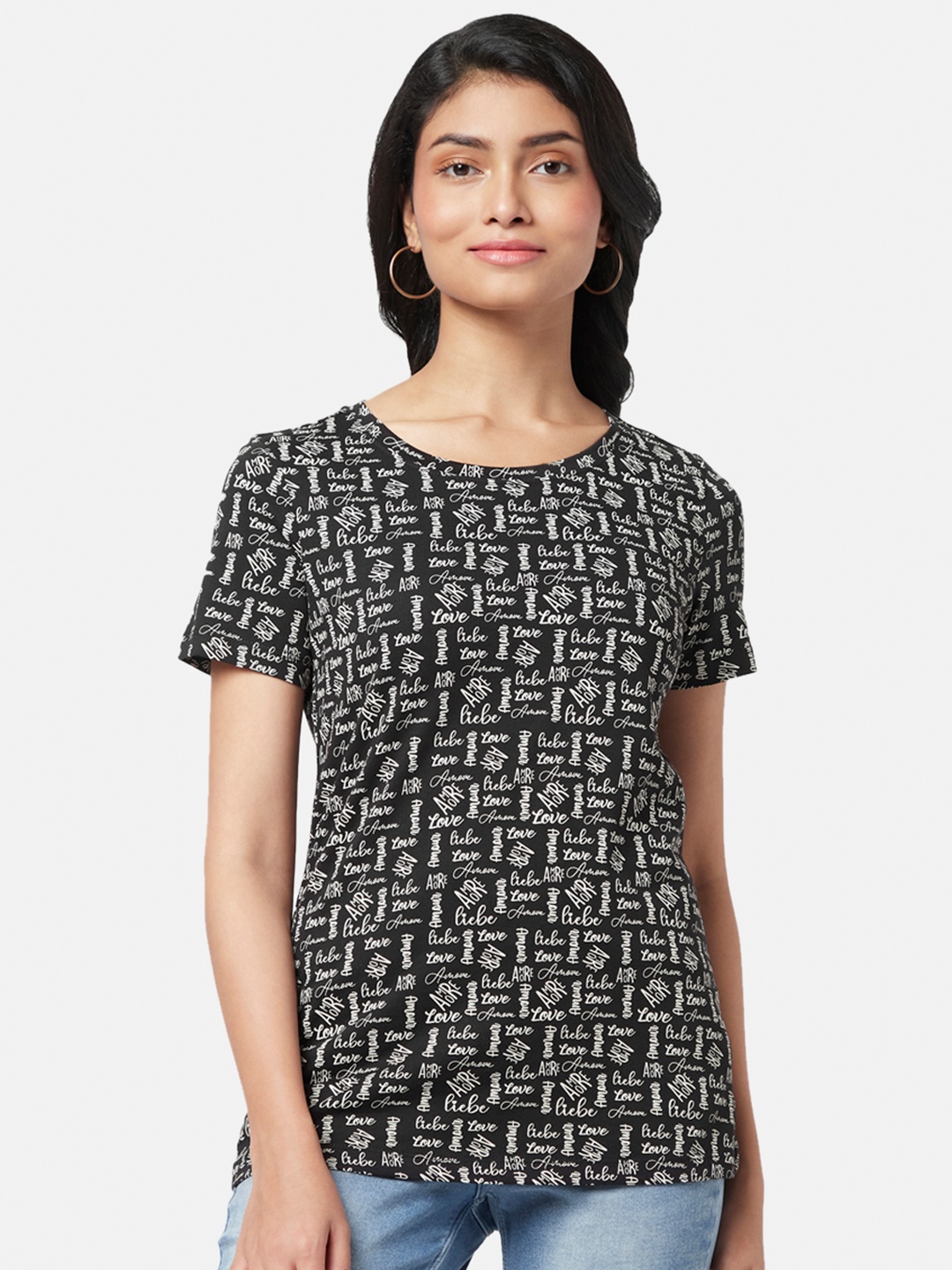 

Honey by Pantaloons Women Printed T-shirt, Blue