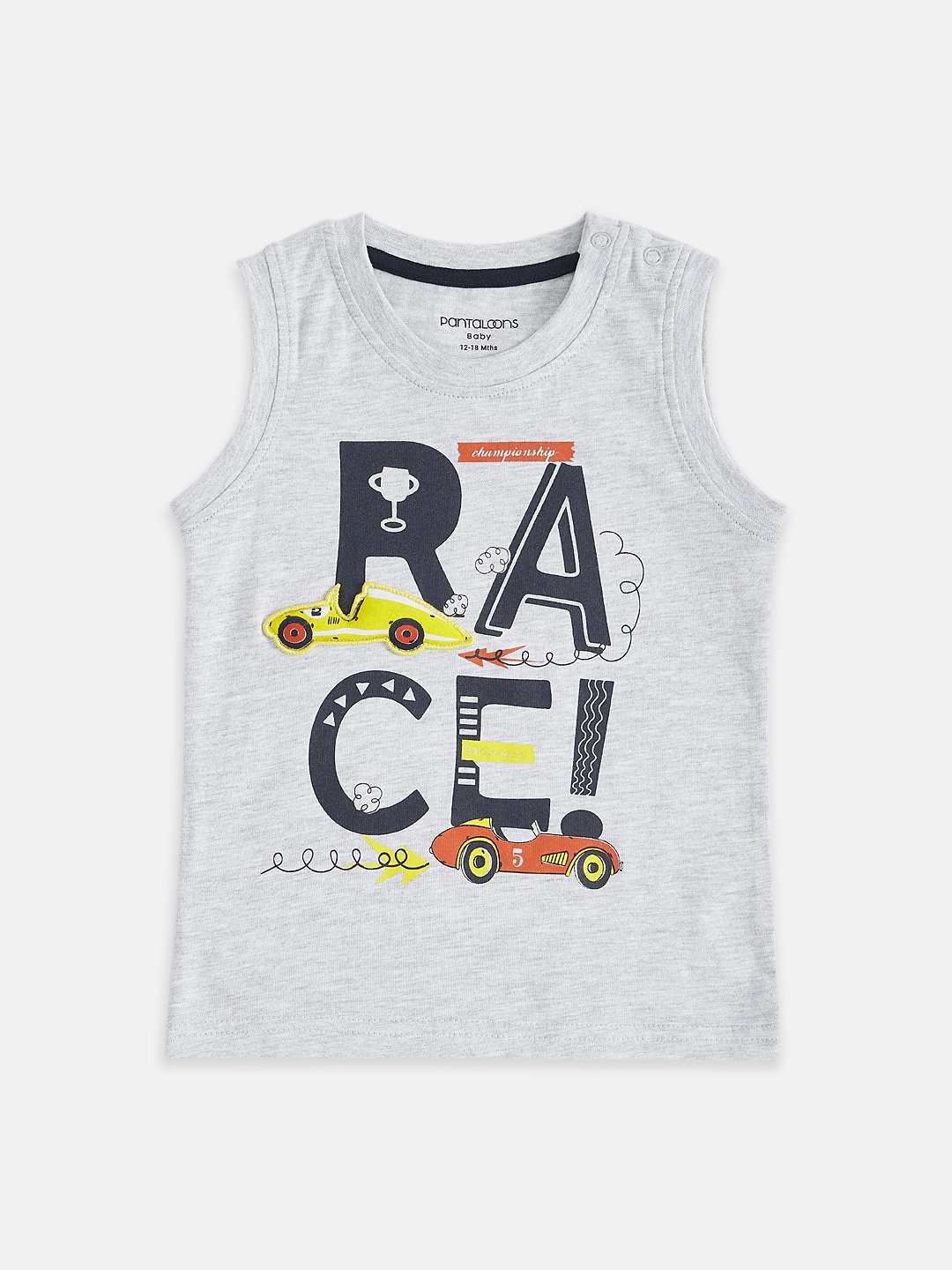Pantaloons Baby Boys Cotton Typography Printed T-shirt, Grey