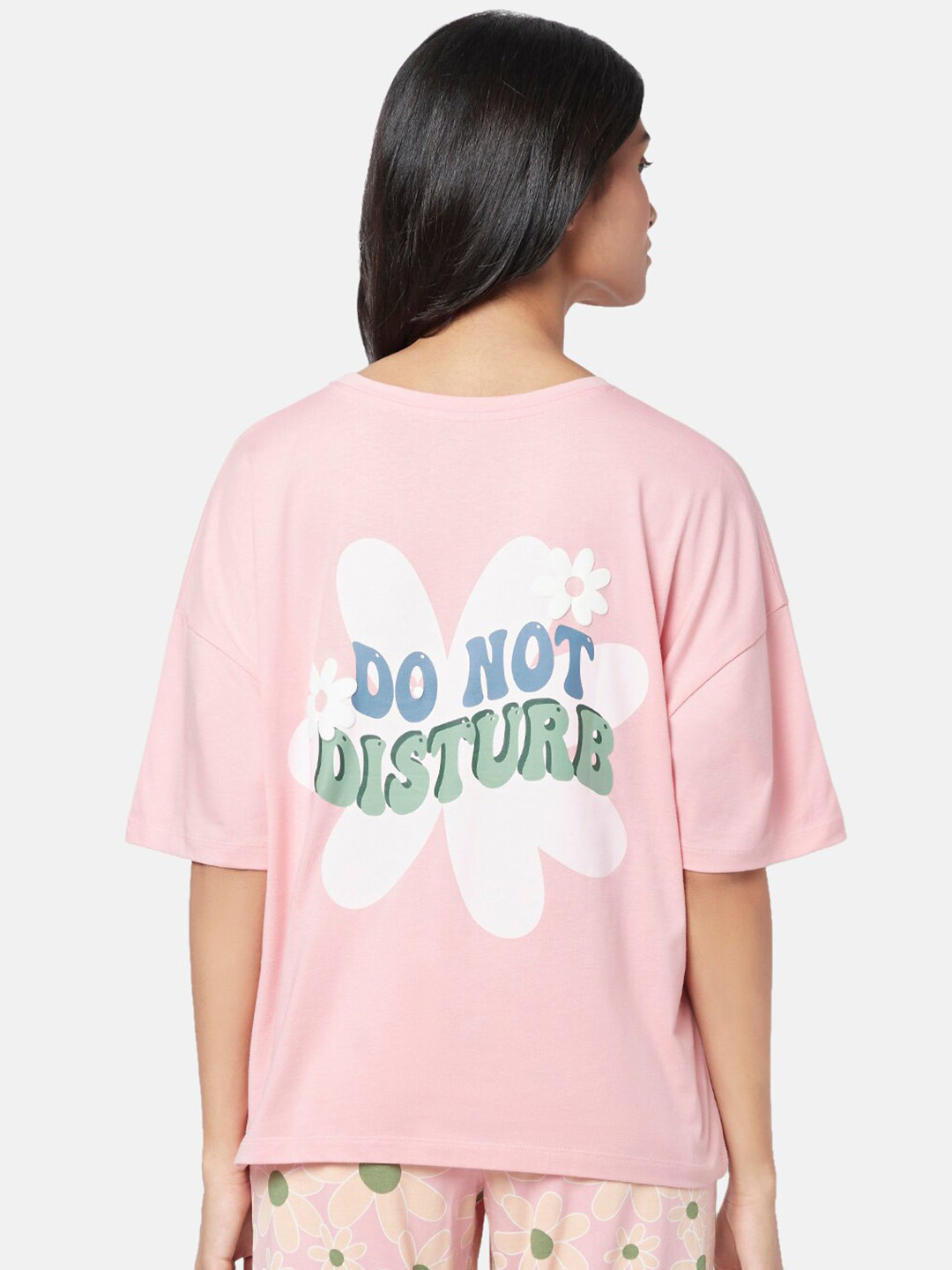 

SF JEANS by Pantaloons Women Typography Drop-Shoulder Sleeves T-shirt, Pink