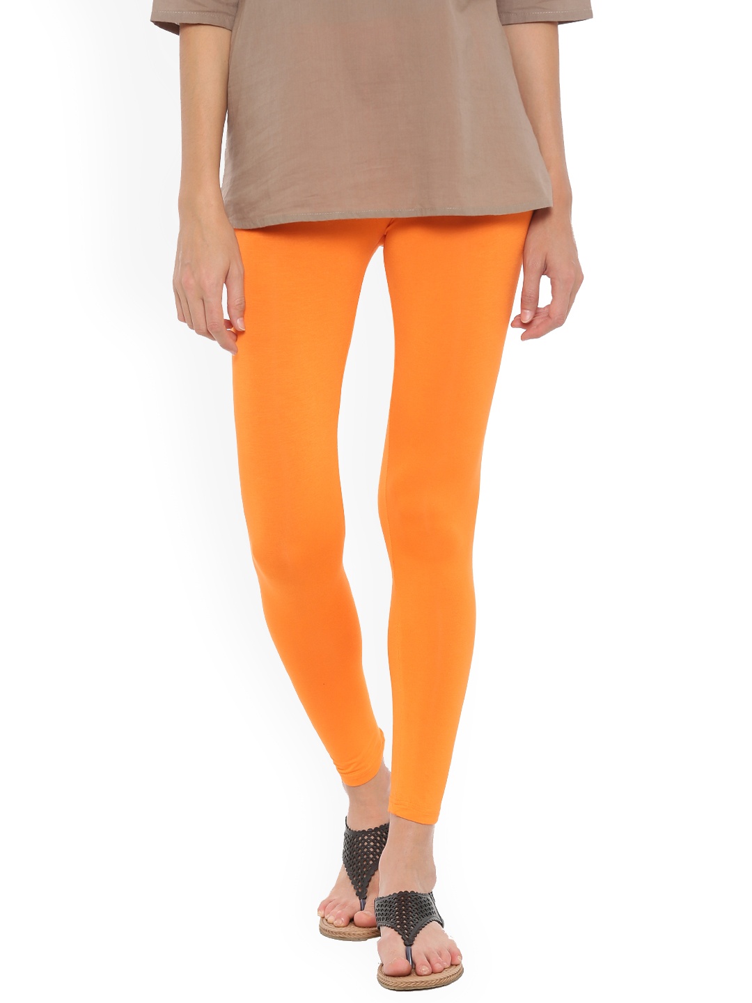 

De Moza Orange Ankle-Length Leggings