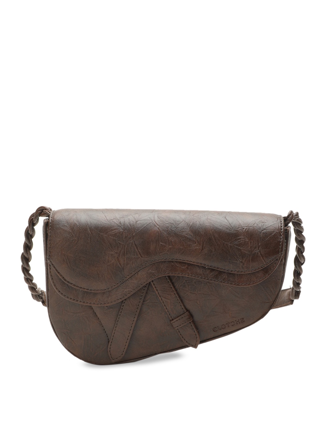 

Clotche Textured Leather Swagger Sling Bag, Brown