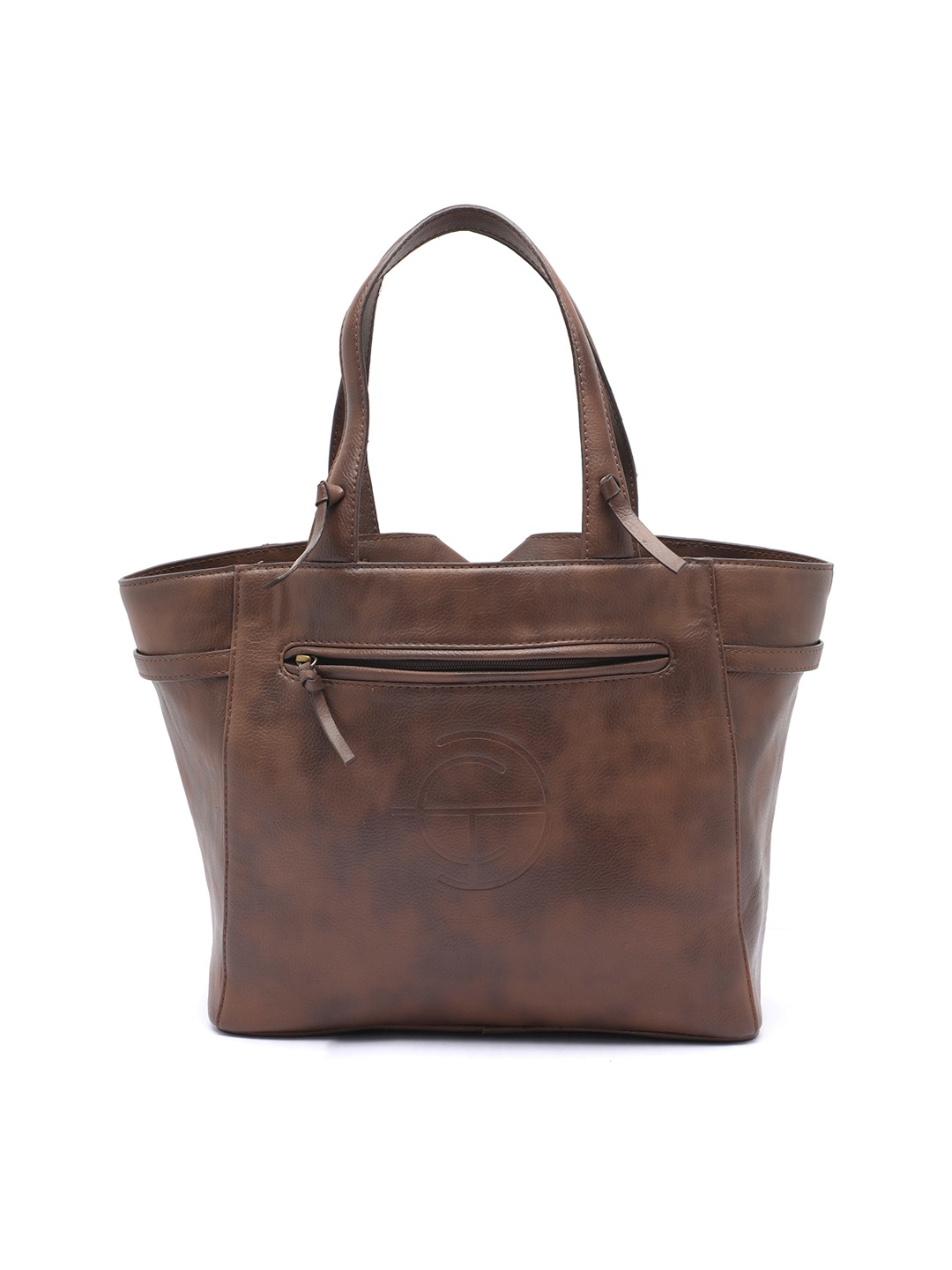 

Clotche Brown Leather Structured Shoulder Bag with Fringed