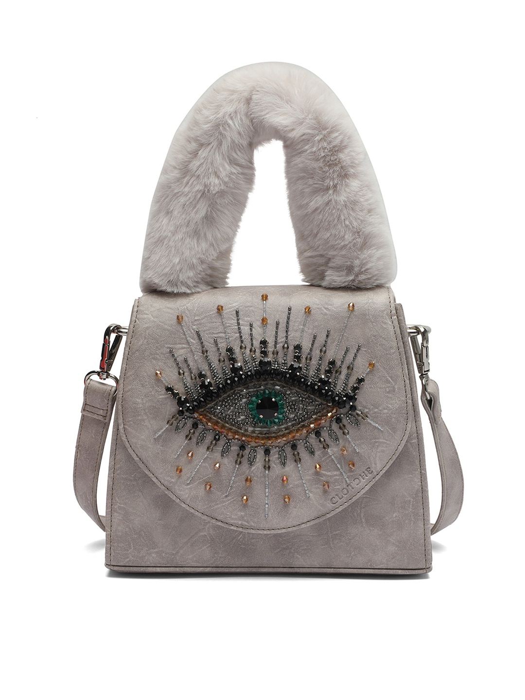 

Clotche Leather Structured Sling Bag, Grey