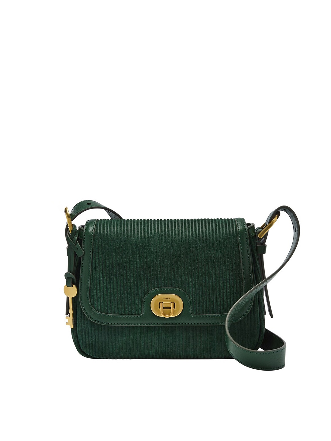 

Fossil Textured Leather Structured Sling Bag, Green