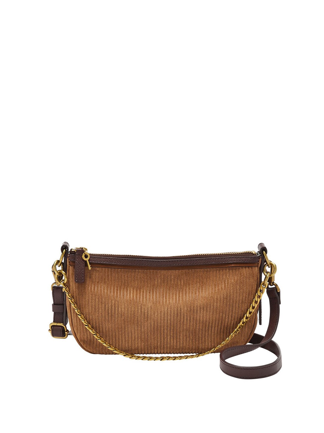 

Fossil Brown Textured Leather Structured Sling Bag