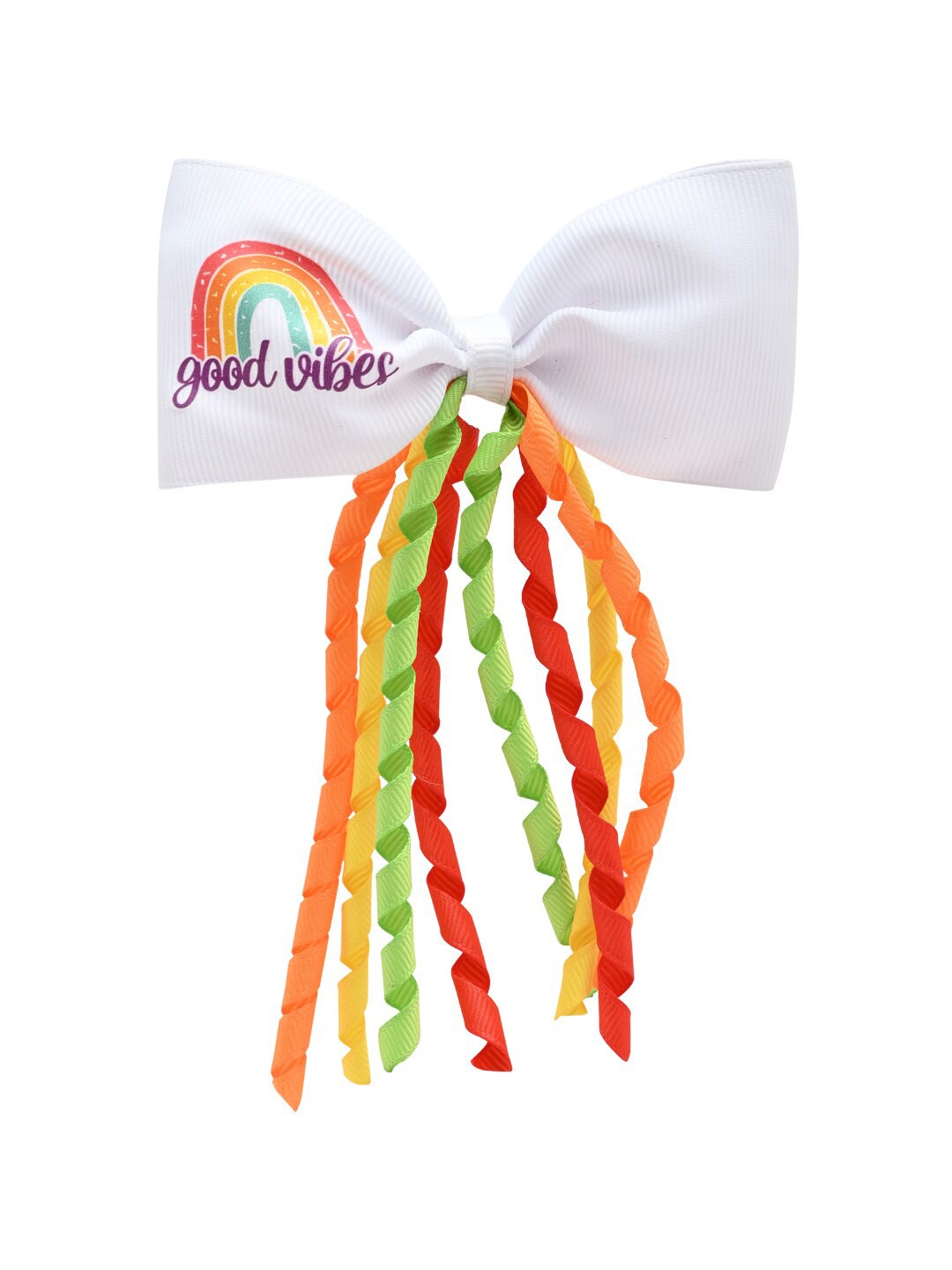 

Aye Candy Girls Good Vibes Twirly Bow Alligator Hair Clip, White