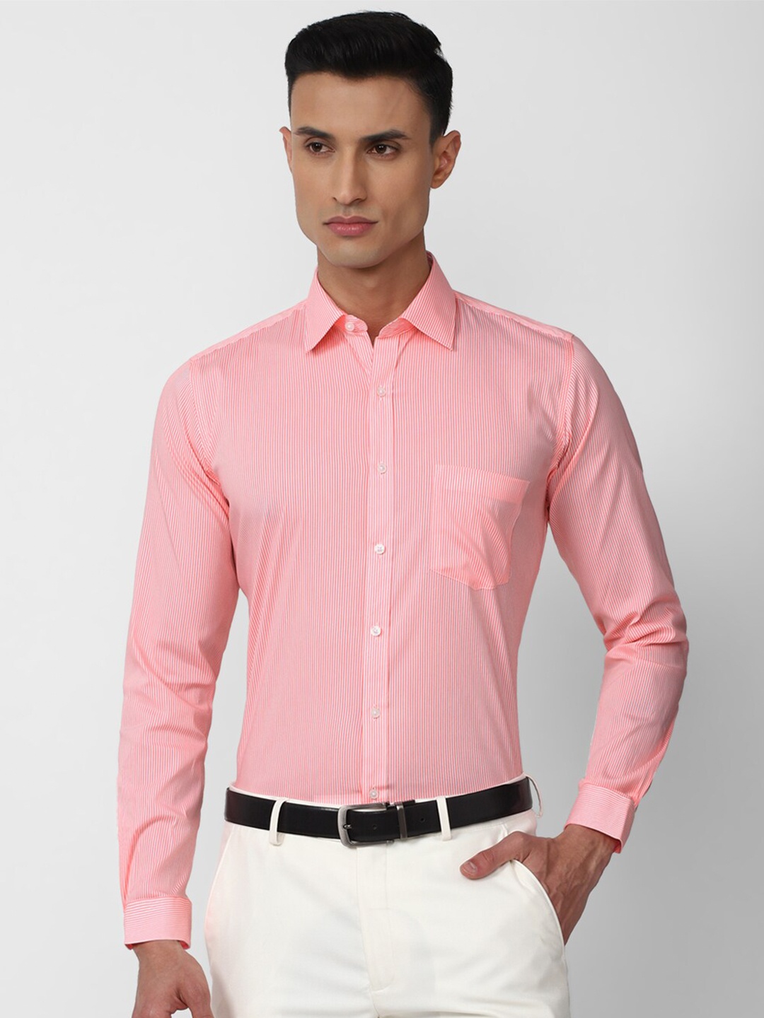 

Van Heusen Men Slim Fit Striped Formal Shirt, Pink