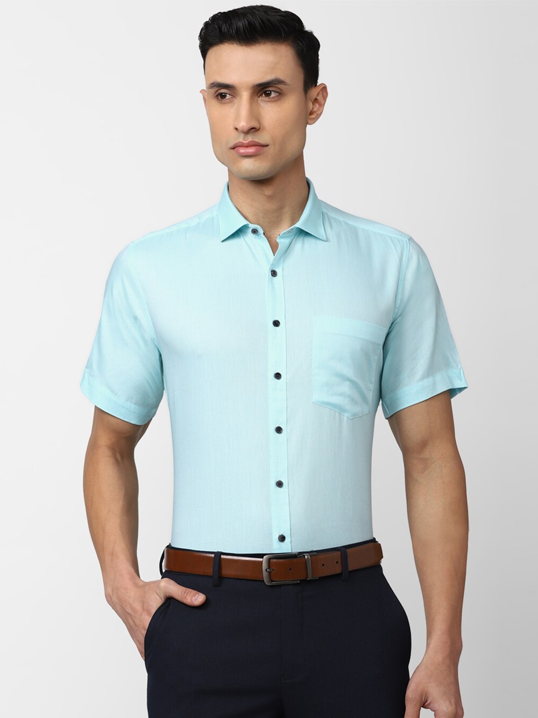 

Van Heusen Men Cotton Formal Shirt, Blue