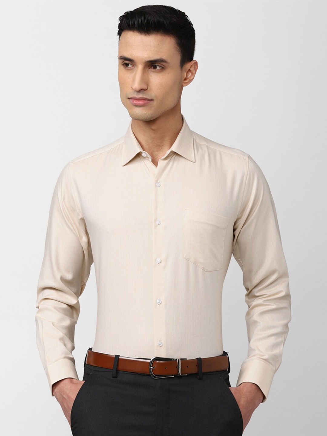 

Van Heusen Men Pure Cotton Formal Shirt, Beige