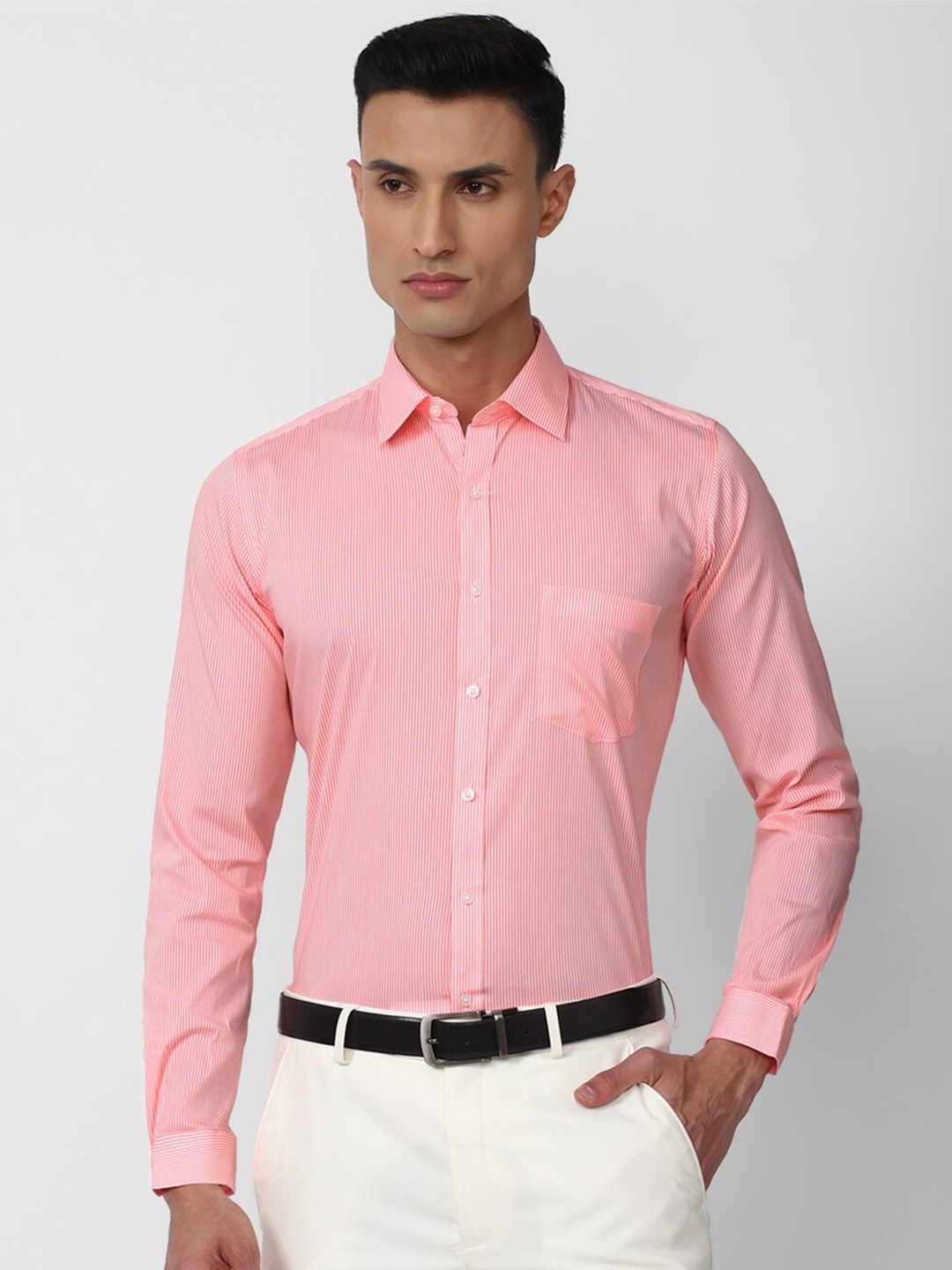 

Van Heusen Men Slim Fit Striped Formal Shirt, Pink