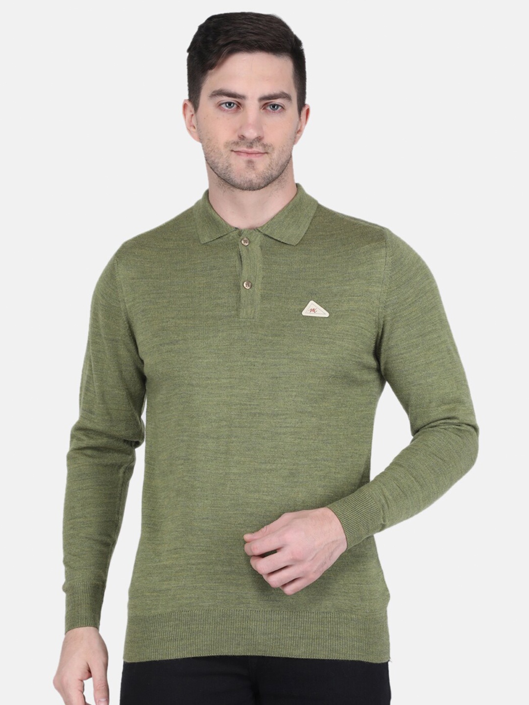 

Monte Carlo Men Solid Polo Collar T-shirt, Olive