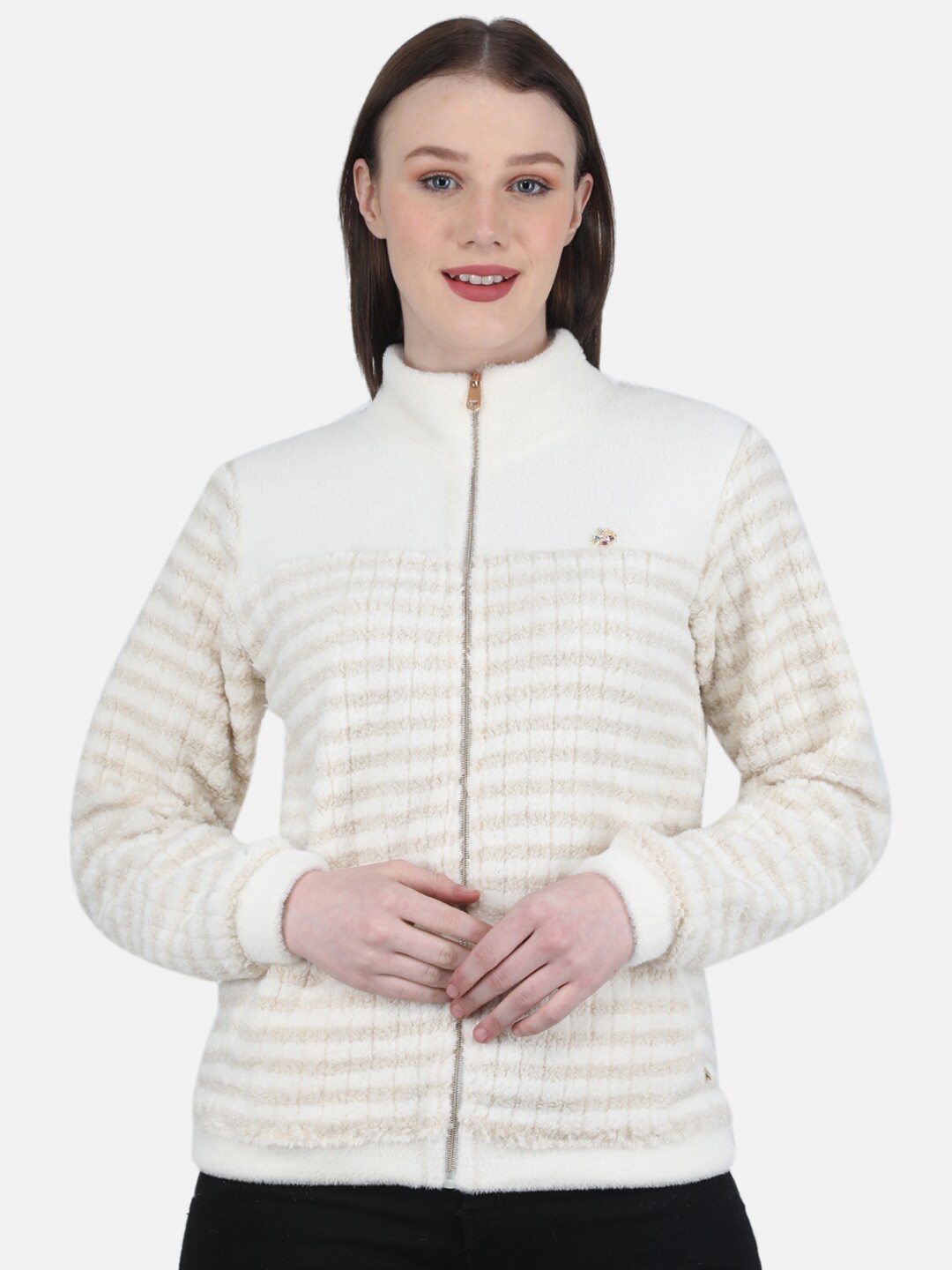 

Monte Carlo Women Mock Collar Sweatshirt, Beige