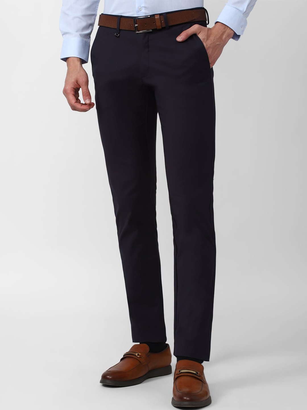 

Van Heusen Men Cotton Slim Fit Trousers, Navy blue