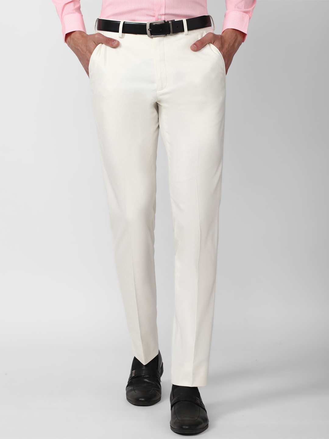 

Van Heusen Men Slim Fit Formal Trousers, Cream