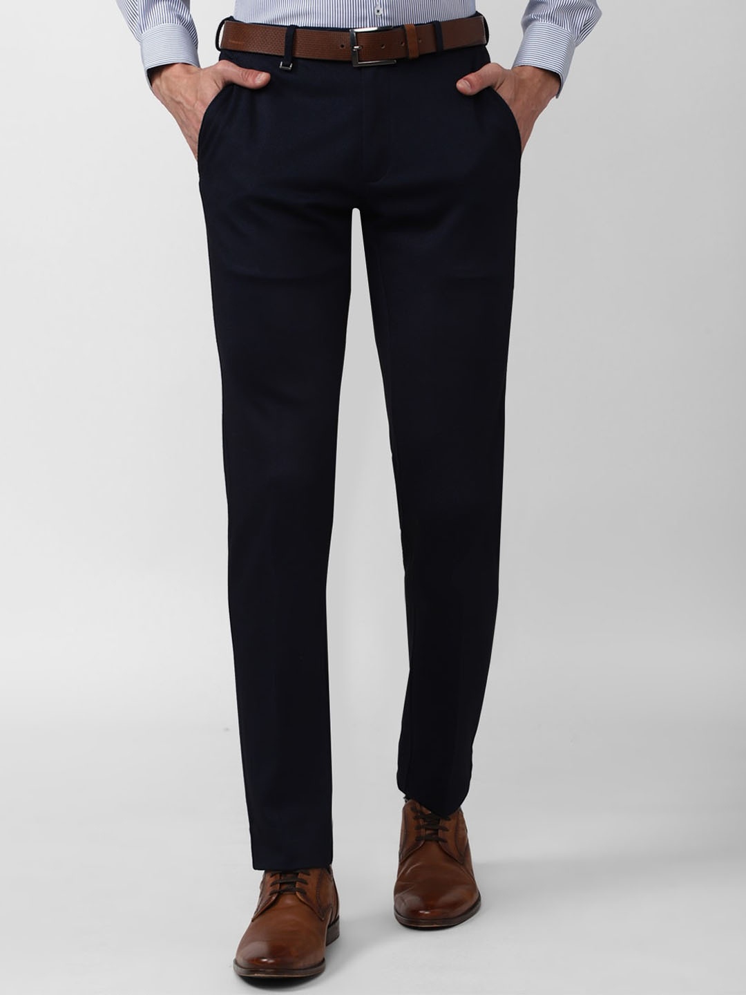 

Van Heusen Men Slim Fit Formal Trousers, Navy blue