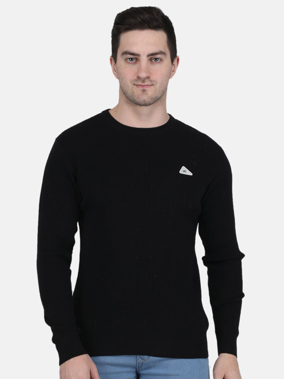 

Monte Carlo Men Long Sleeves Wool Pullover, Black