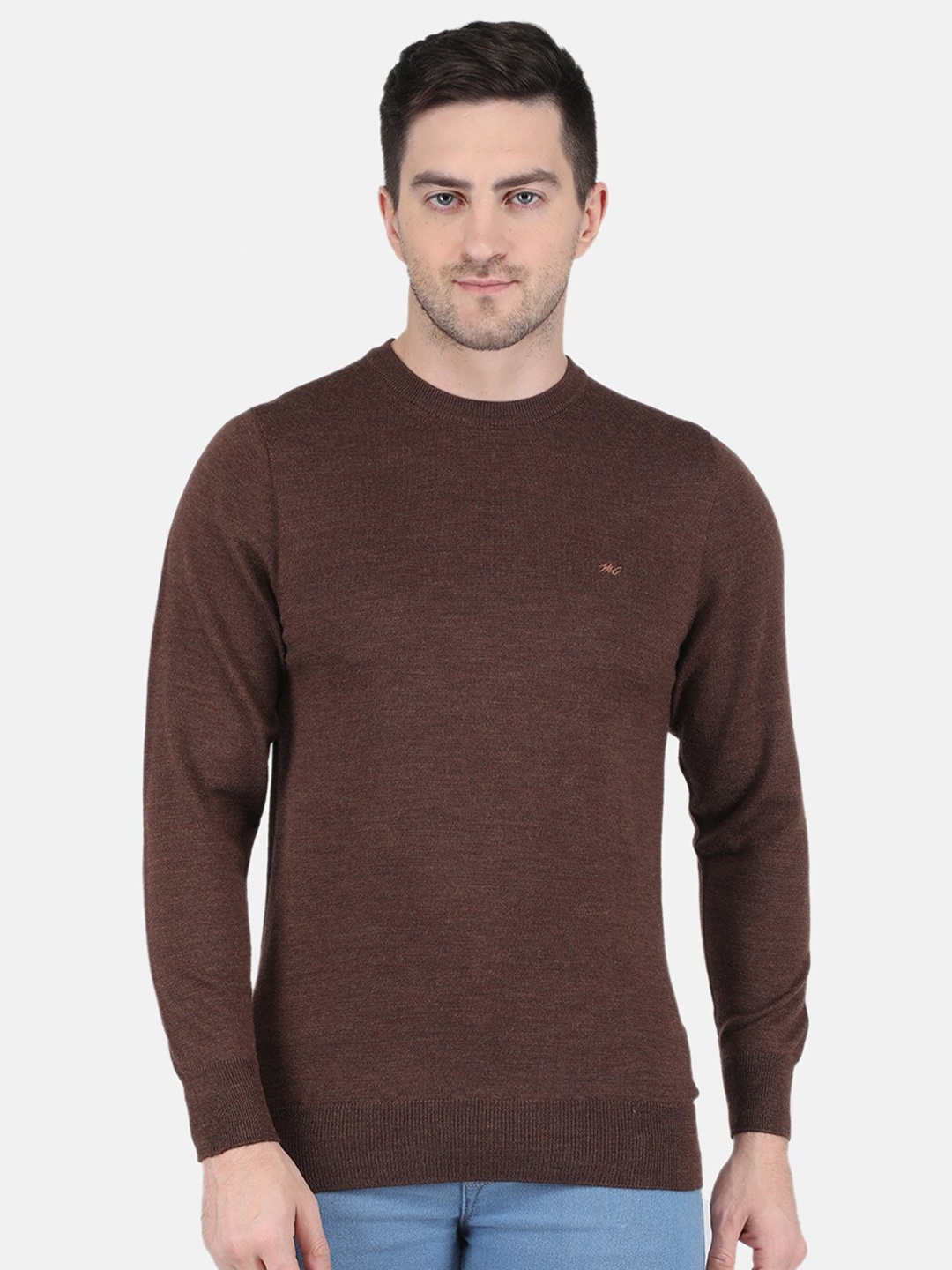 

Monte Carlo Men Long Sleeves Pure Wool Pullover, Brown