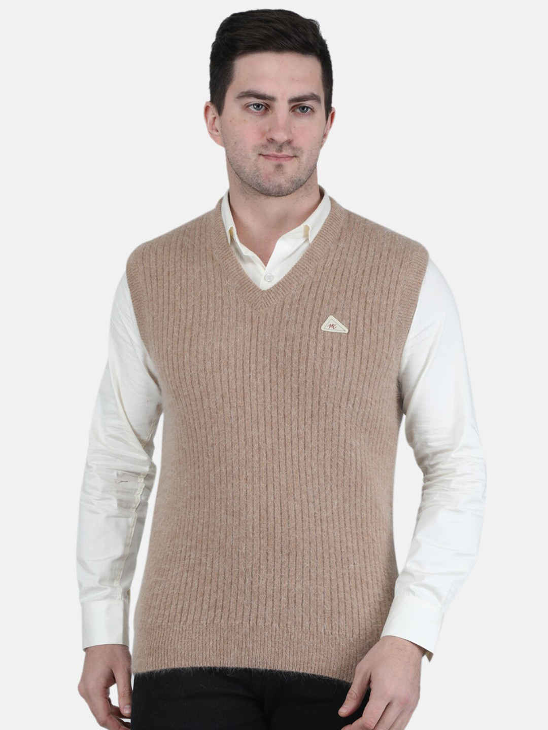 

Monte Carlo Men Ribbed Wool Sweater Vest, Brown