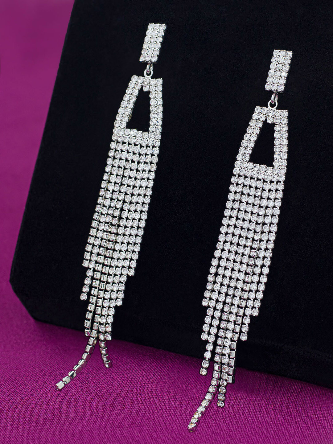 

Bellofox Contemporary Partywear Drop Earrings, Silver