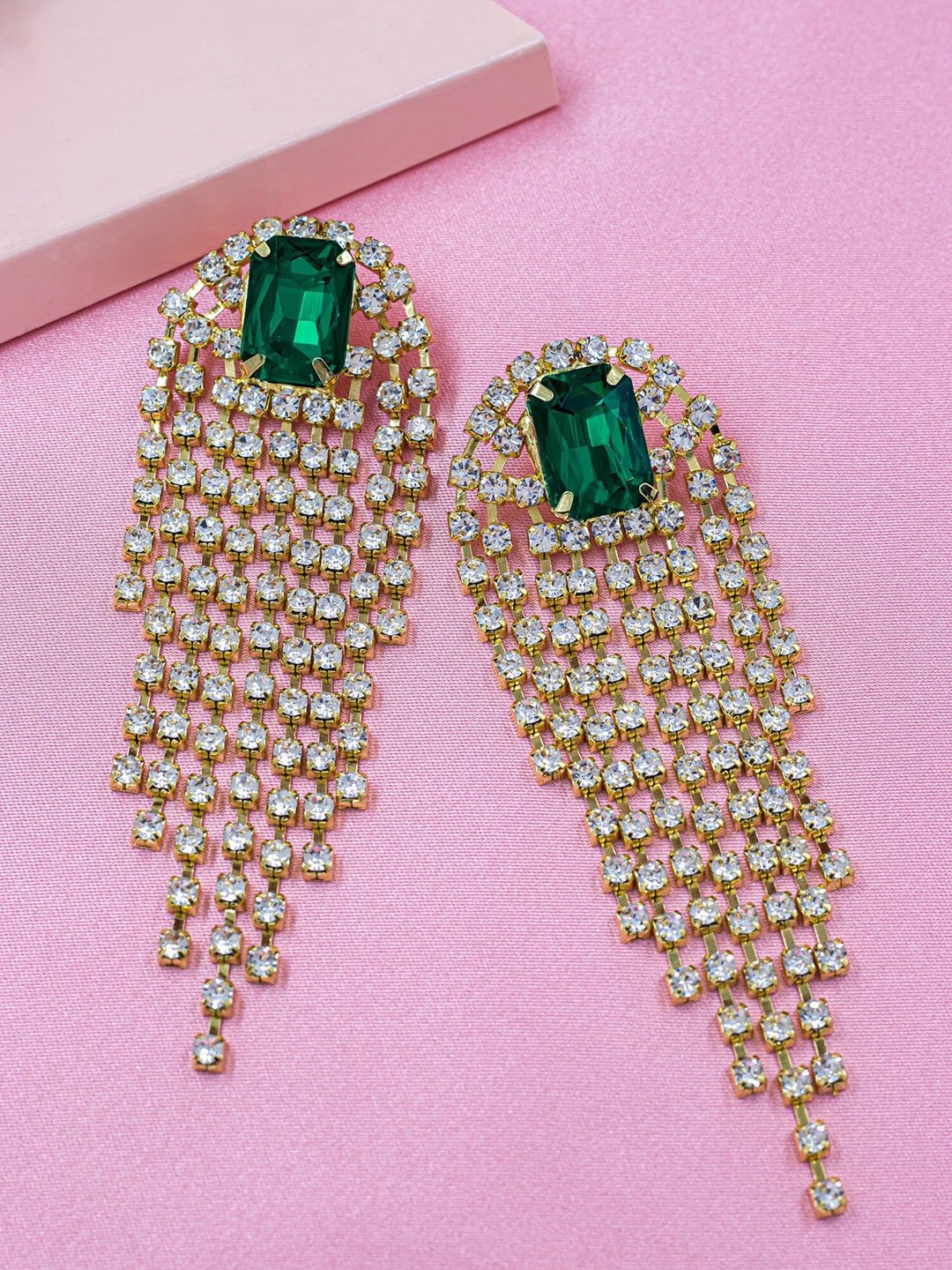 

Bellofox Stone Studded Drop Earrings, Green