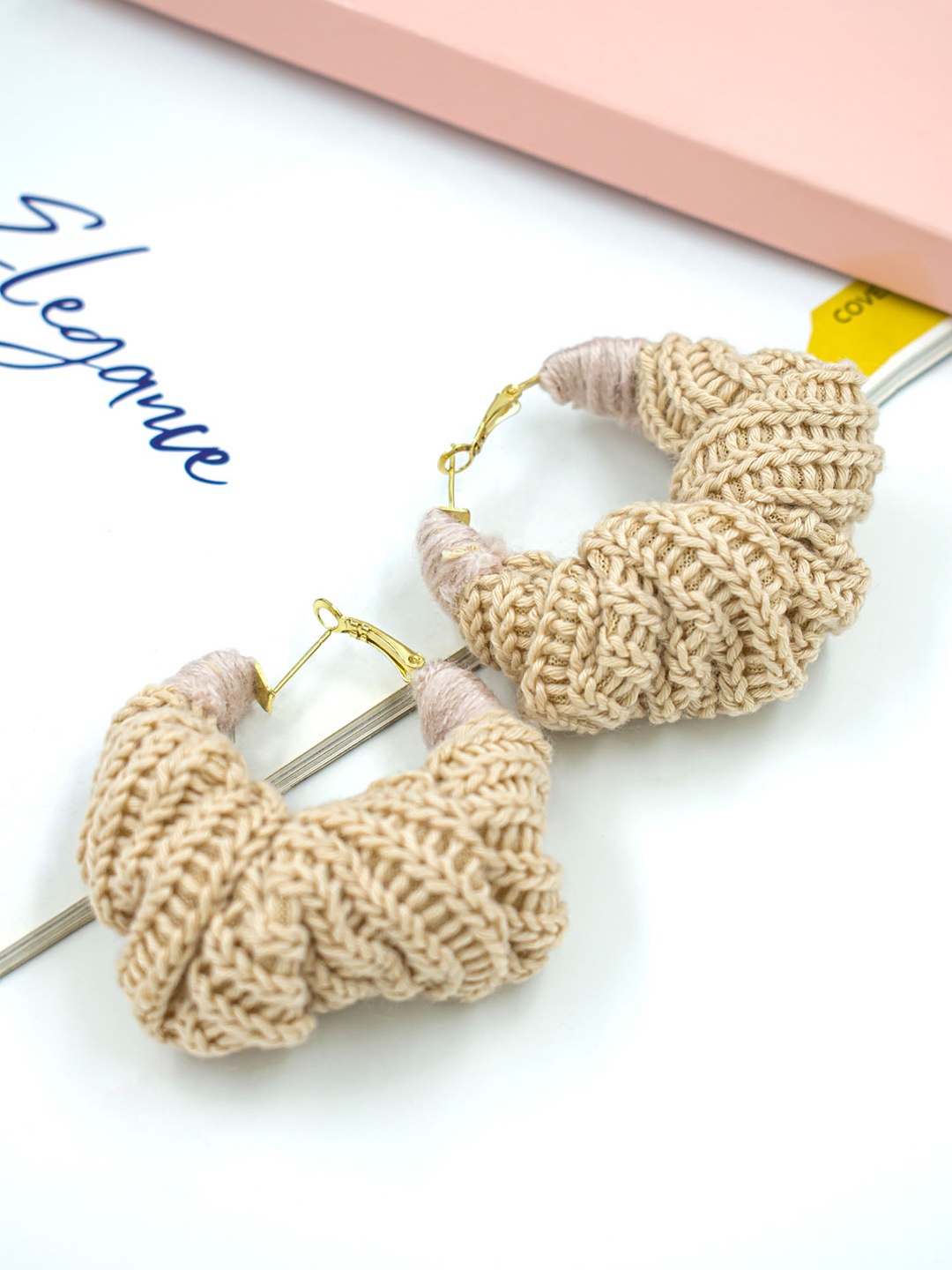 

Bellofox Contemporary Fabric Hoop Earrings, Cream
