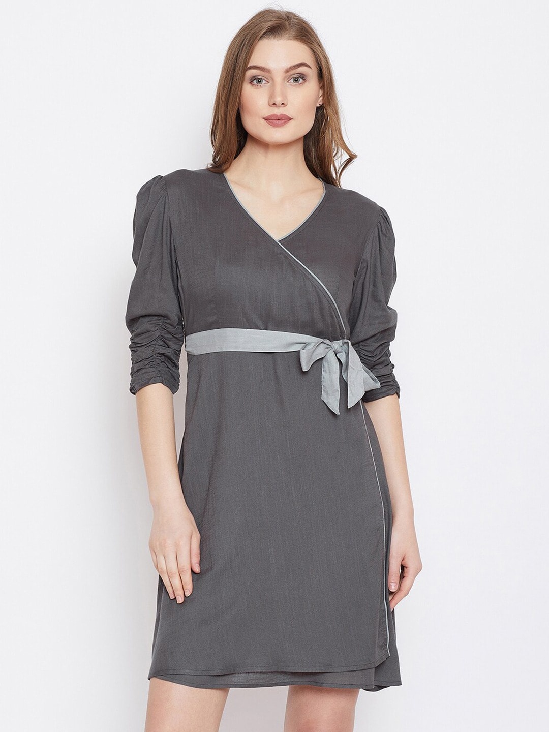 

PANIT Wrap V-Neck Dress, Grey