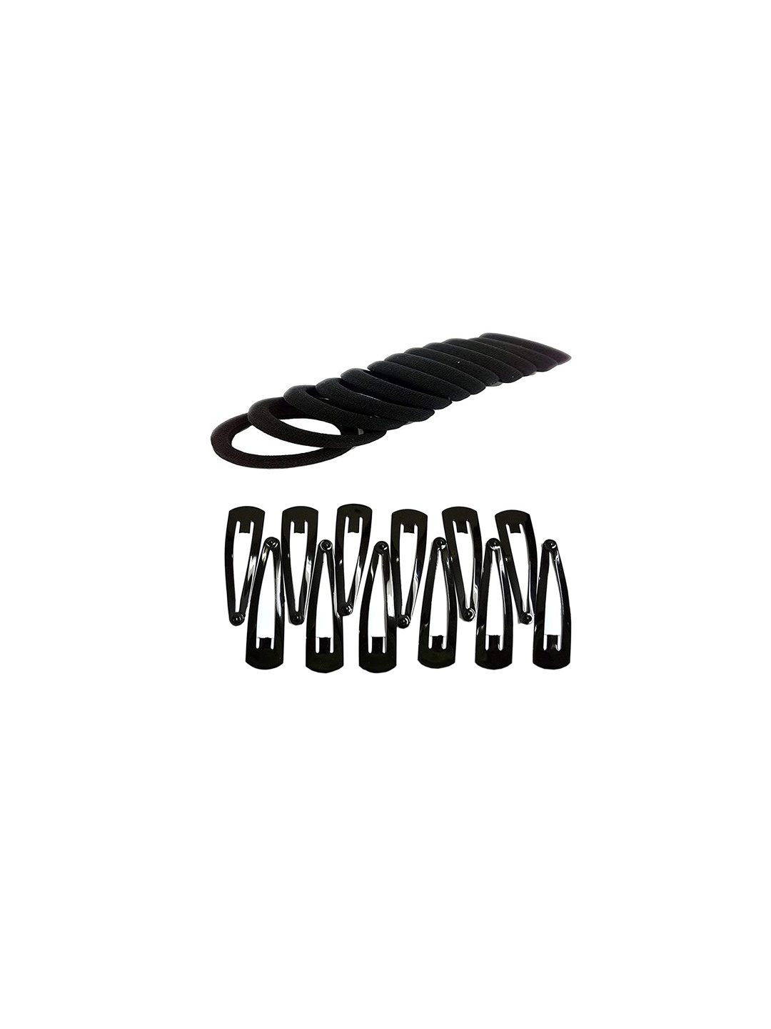 

CHRONEX Women Black Set of 12 Ponytail Holders & 12 Tic Tac Clips