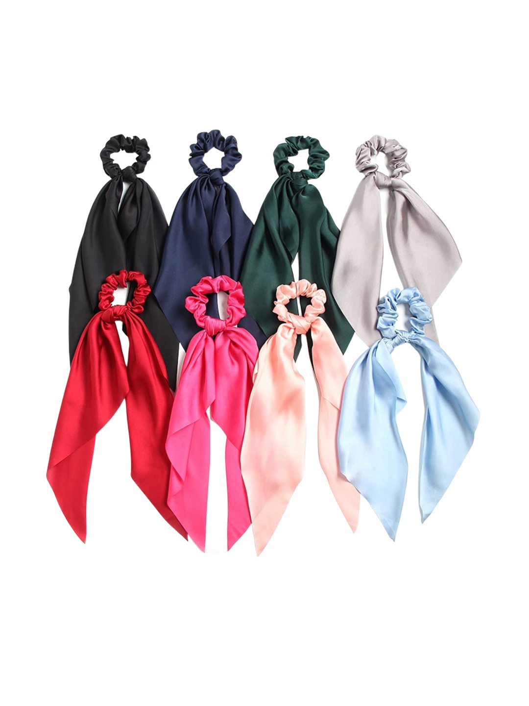 

CHRONEX Women Pack of 8 Multicoloured Bowknot Ponytail Holders, Multi