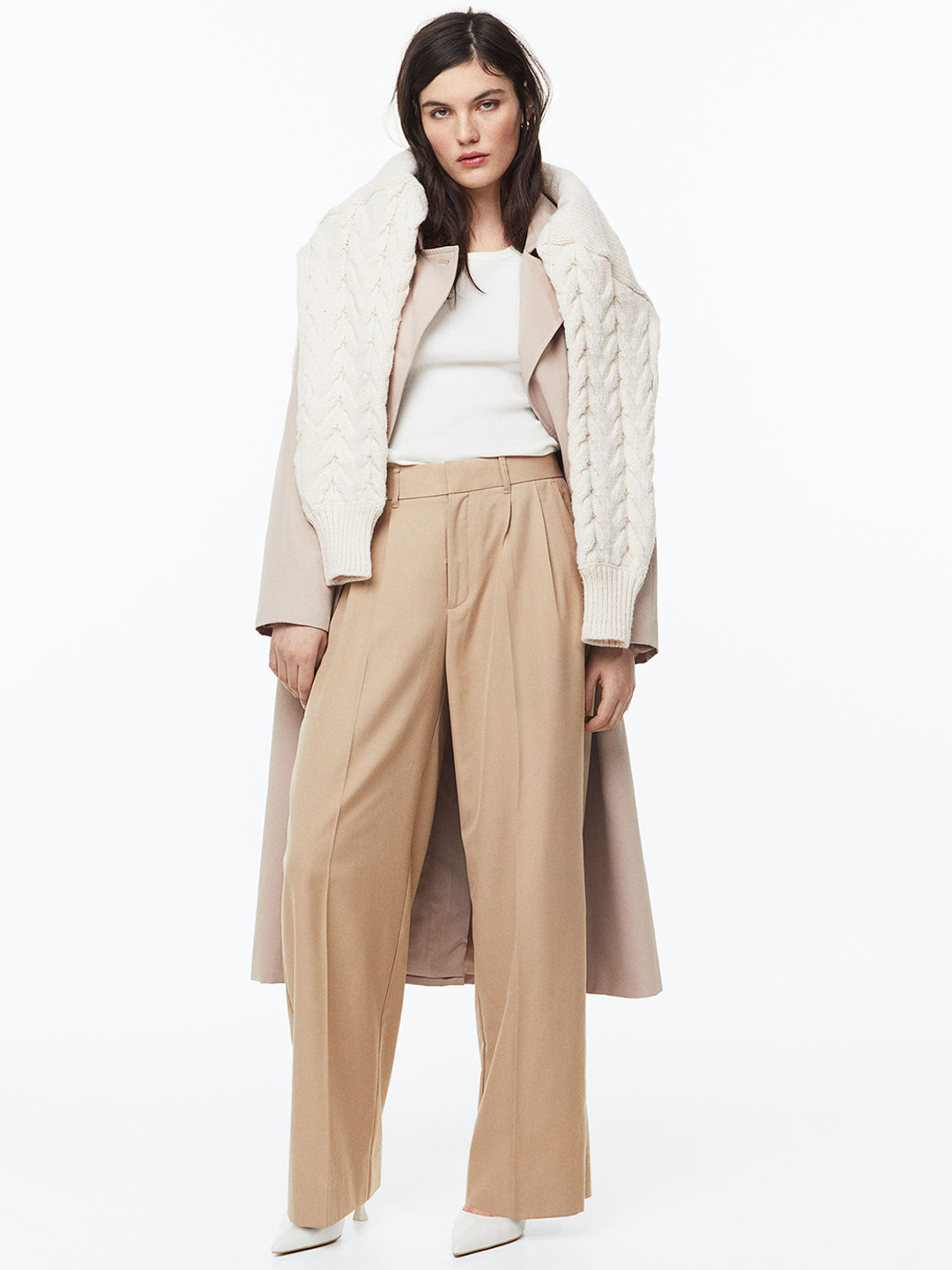 

H&M Women Straight Trousers, Beige