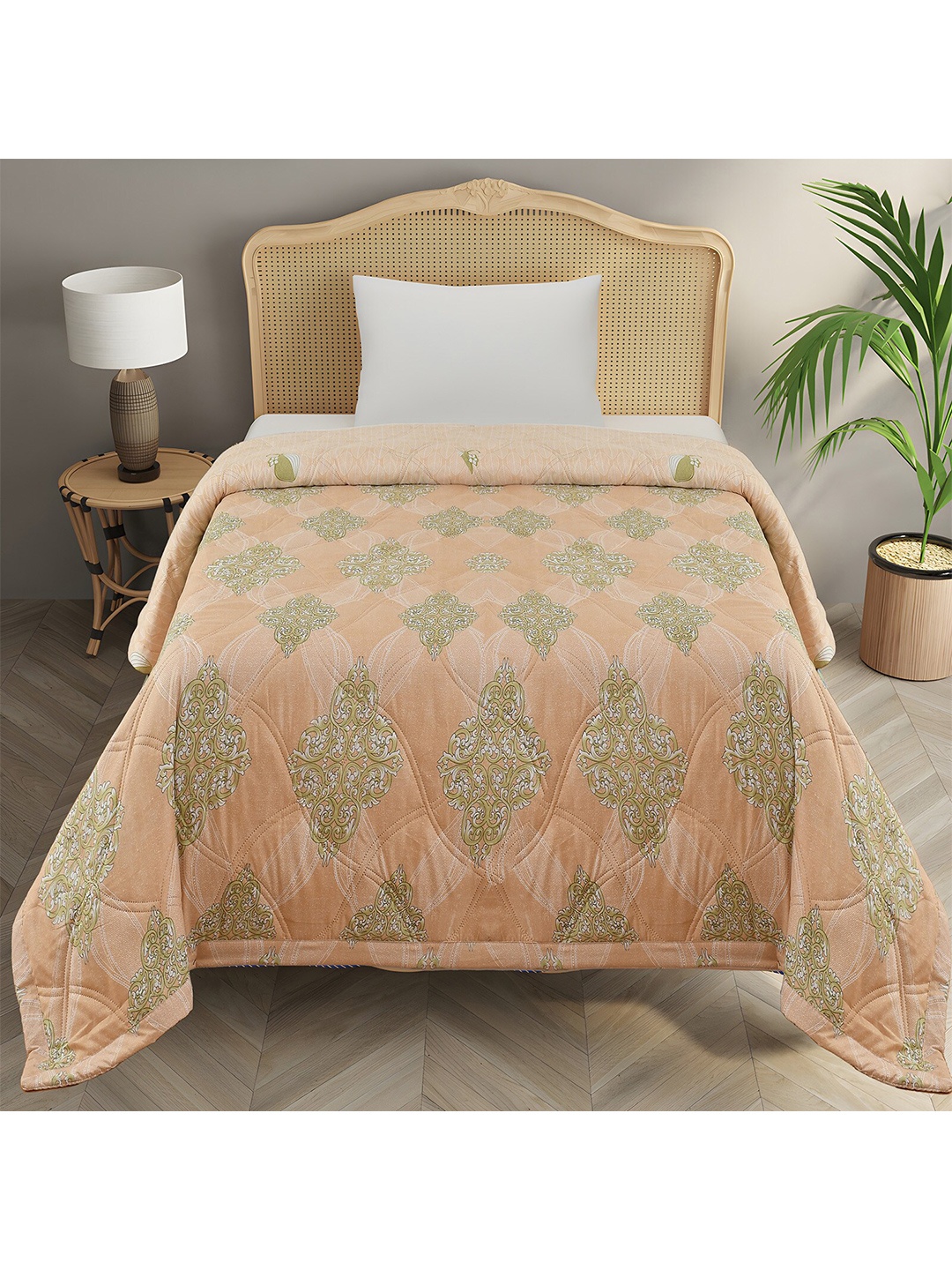 

Florida All Season Beige Reversible Microfiber AC Room 120 GSM Single Bed Comforter