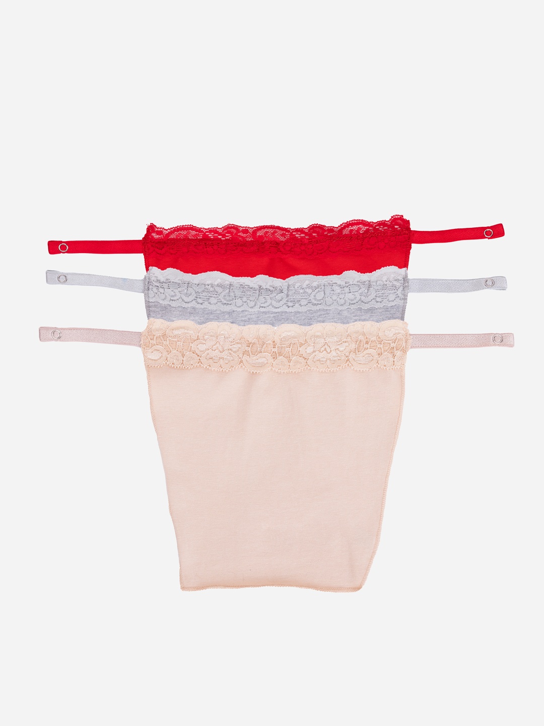 

Finesse Miracle Cami Pack of 3 Lace Design Clip-on Camisoles, Red