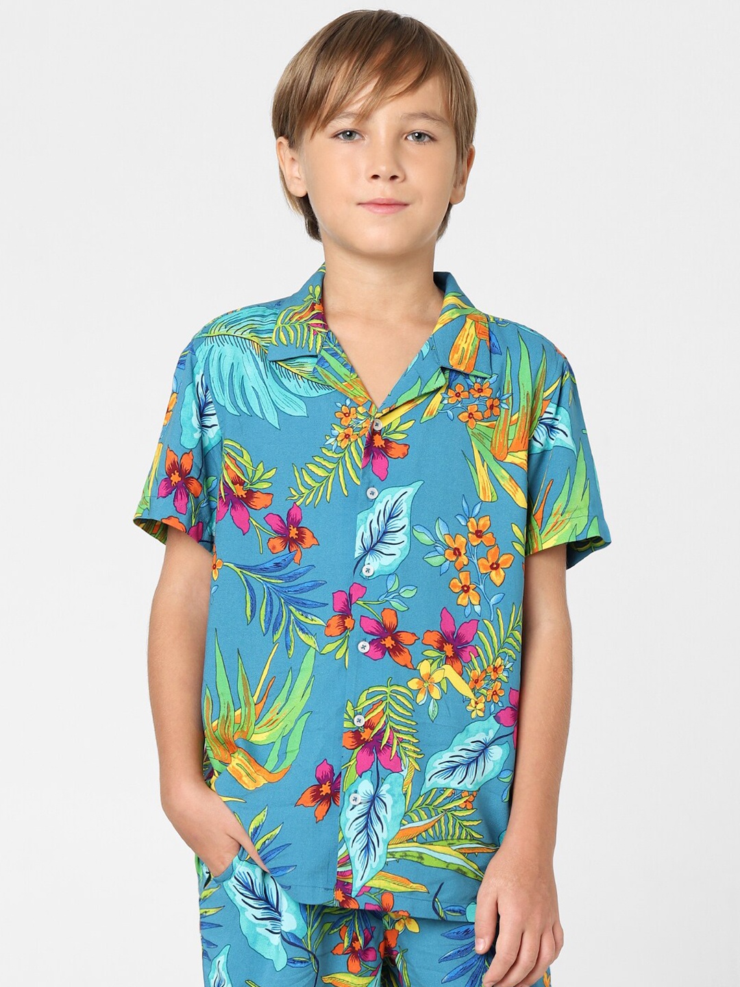 

Jack & Jones Junior Boys Floral Printed Cotton Casual Shirt, Blue