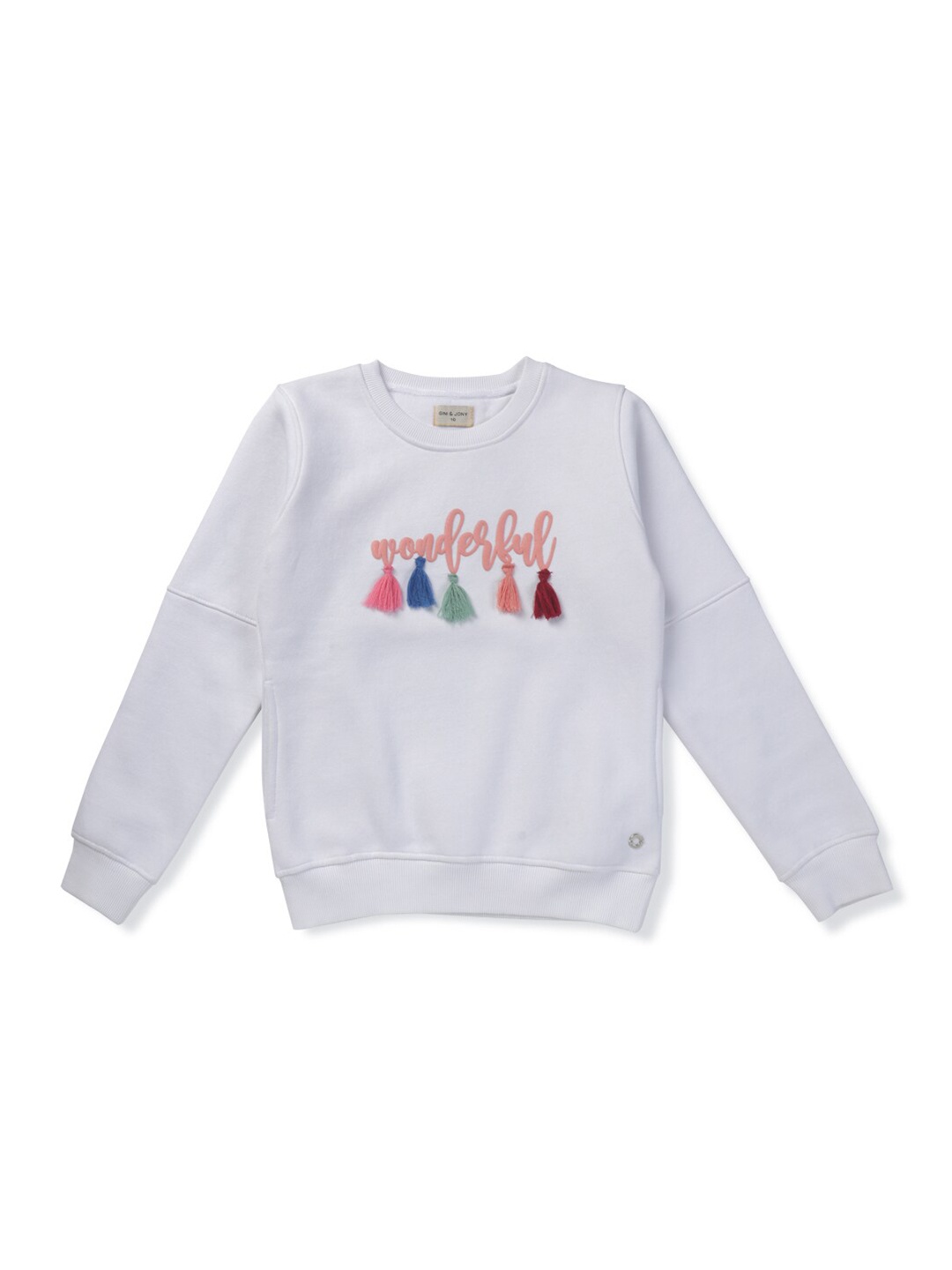 

Gini and Jony Girls Typography Printed Cotton Sweatshirt, White