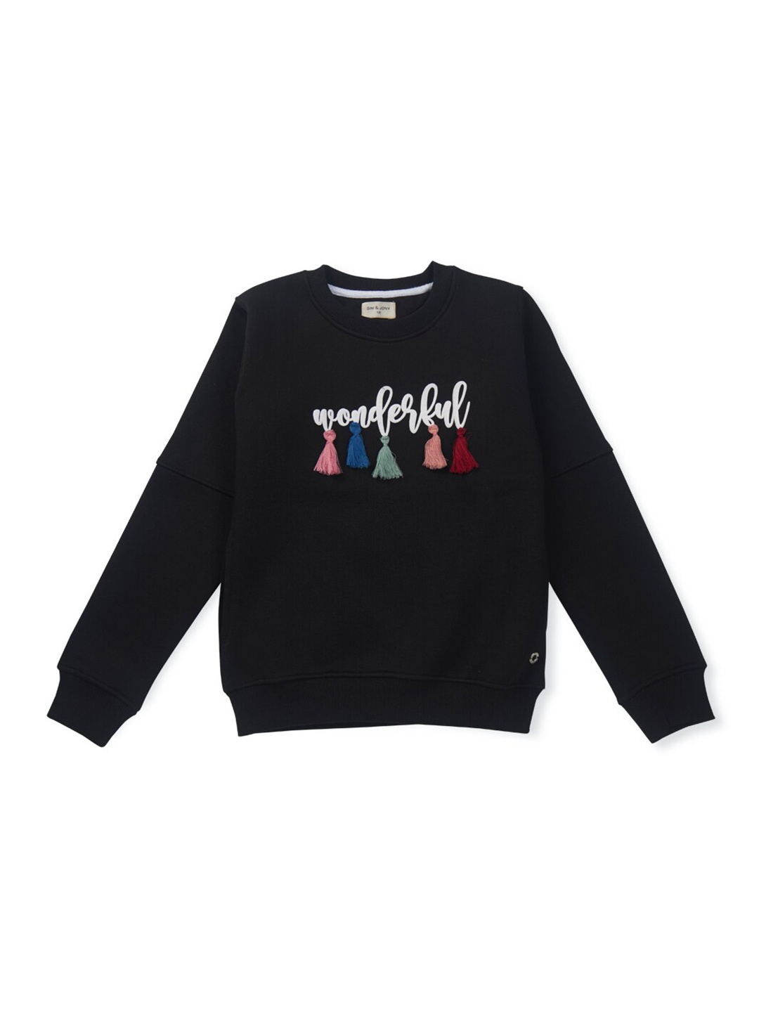 

Gini and Jony Girls Embellished Cotton Sweatshirt, Black