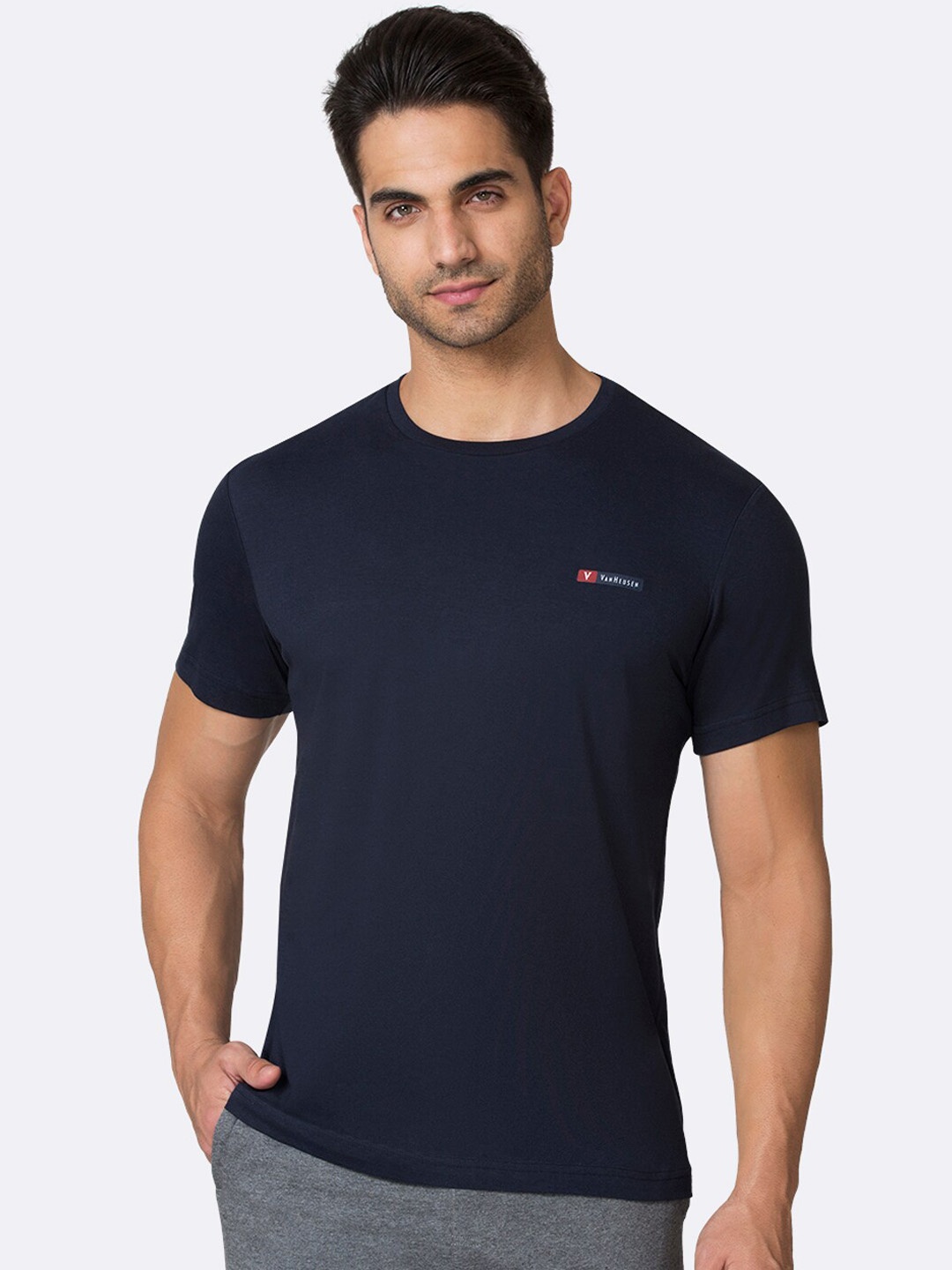 

Van Heusen Solid Crew Neck Short Sleeve T-Shirt, Navy blue