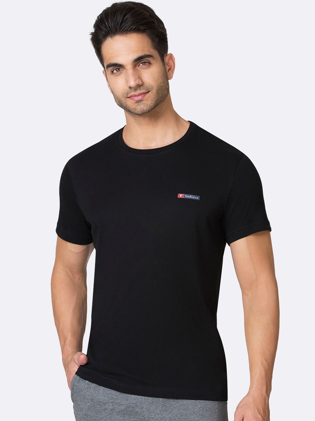 

Van Heusen Men Pure Cotton Lounge Tshirts, Black