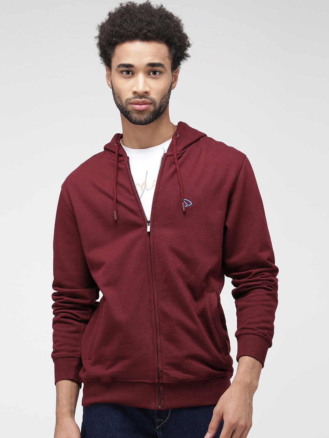 

SPORTO Men Hooded Cotton Sweatshirt, Burgundy