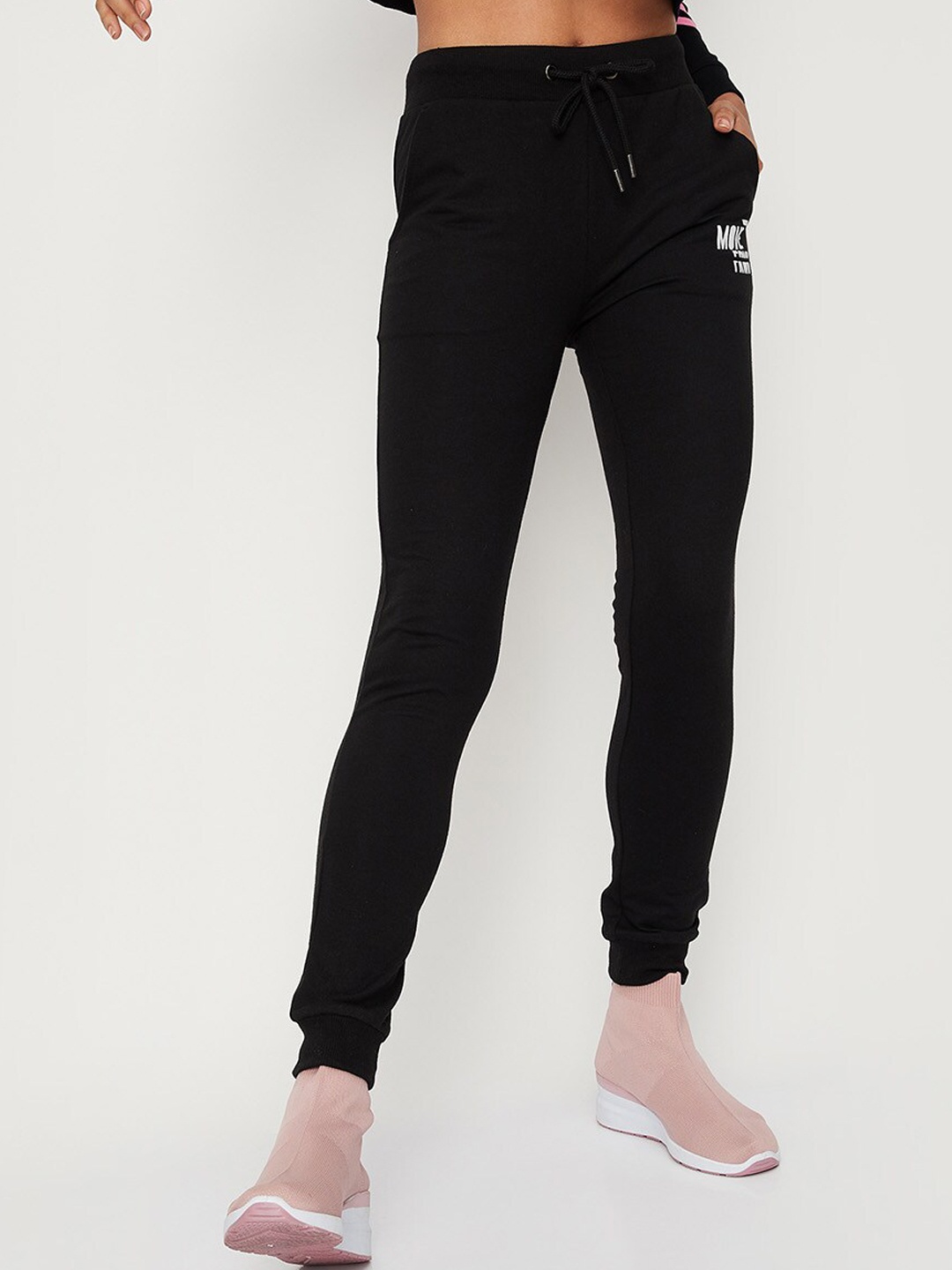 max Women Cotton Joggers, Black