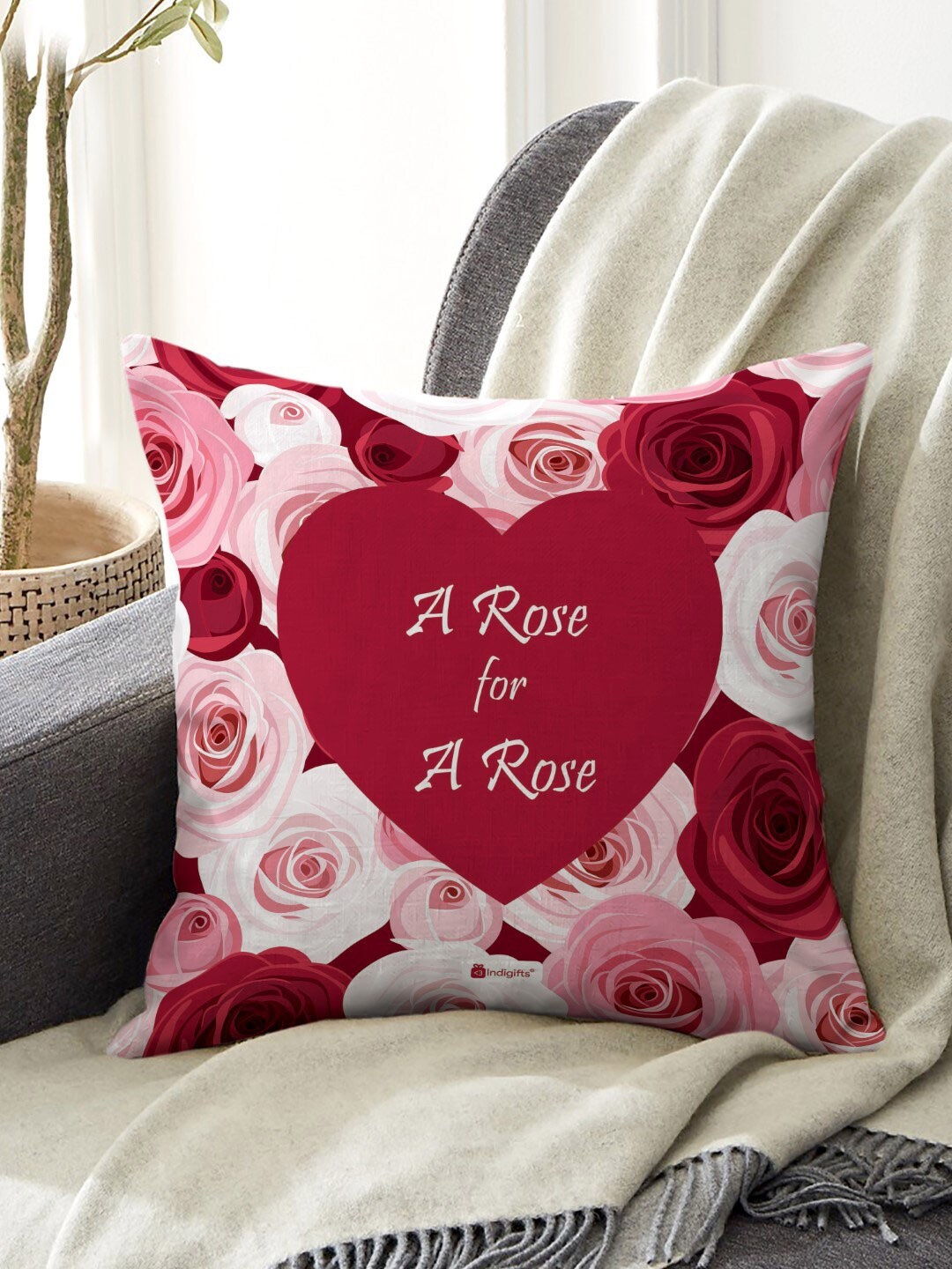

Indigifts Pink Printed Pre-Filled Cushion