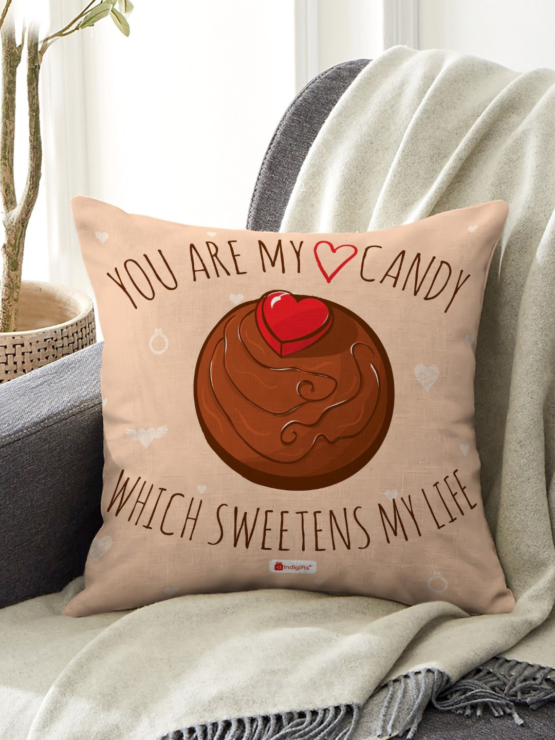 

Indigifts Brown Printed Cushion Cover With Filler