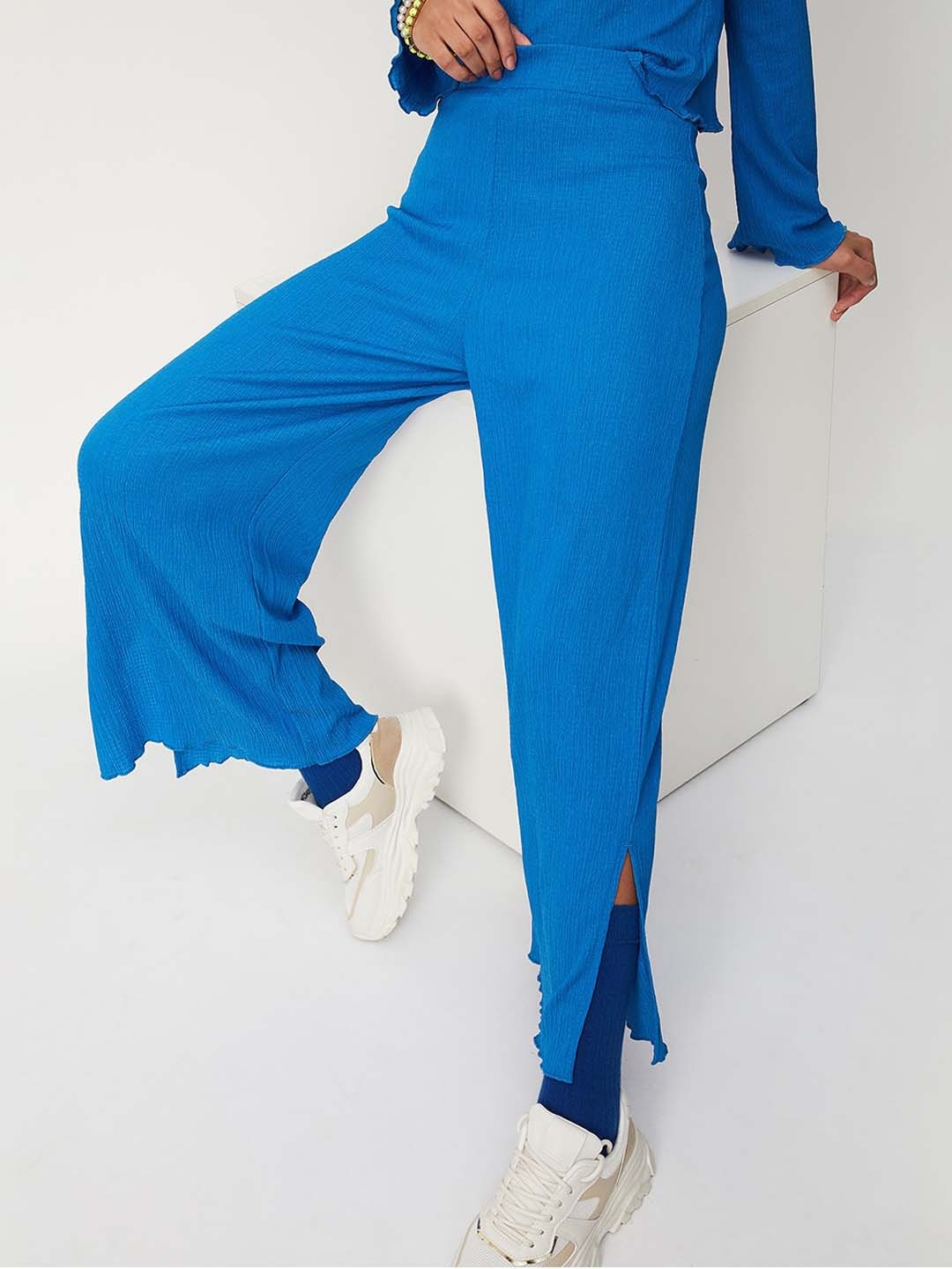 

max Women Parallel Trousers, Blue