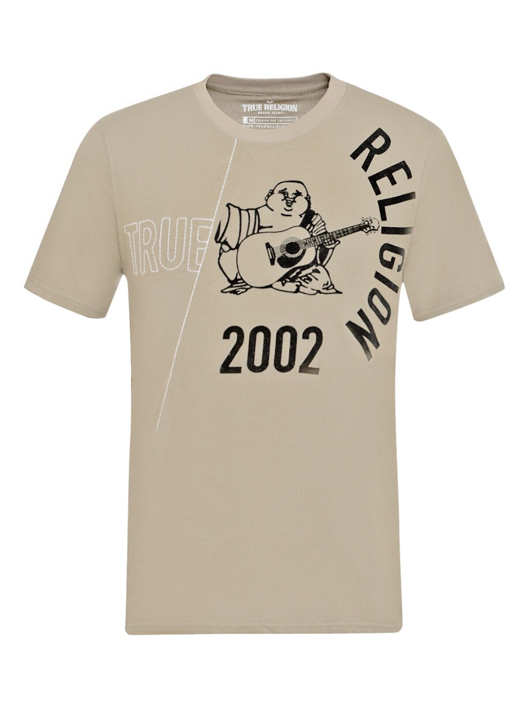 

True Religion Men Typography Printed Pure Cotton T-shirt, Cream