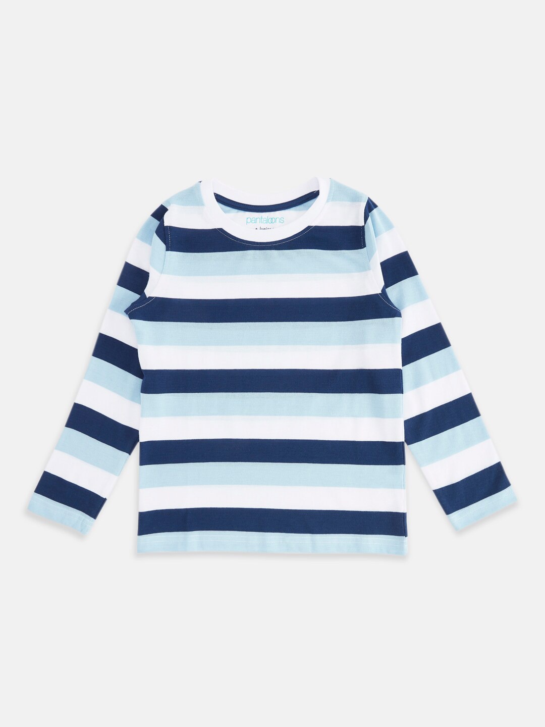 

Pantaloons Junior Boys Striped Cotton T-shirt, Navy blue